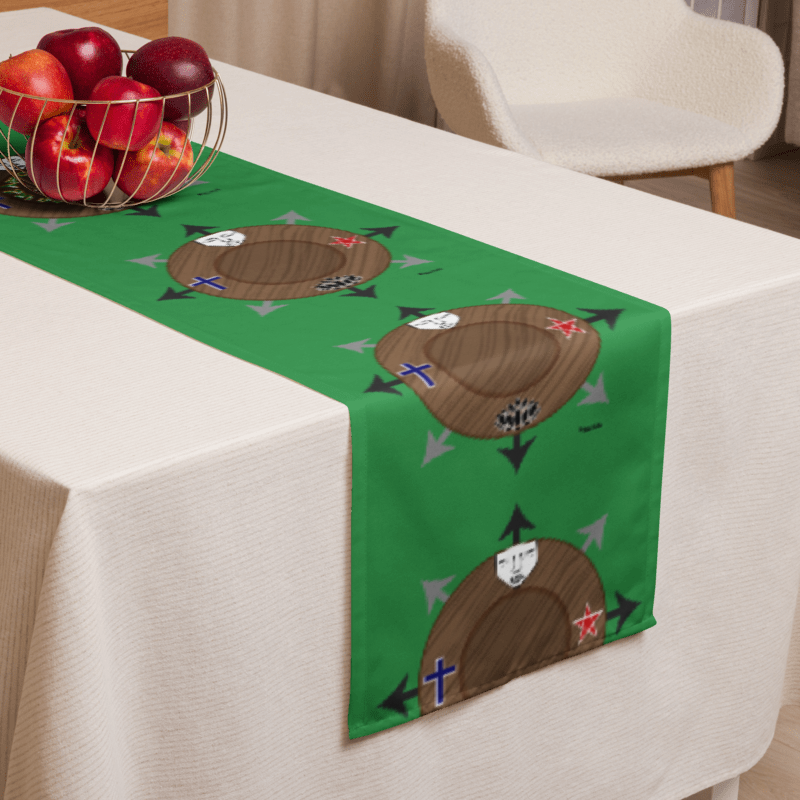 Egbe Ire Awo Signature Multi-Logo IFÁ Lucumi Green Table runner