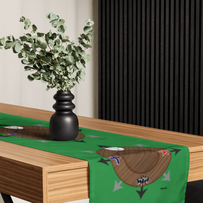 Egbe Ire Awo Signature Multi-Logo IFÁ Lucumi Green Table runner