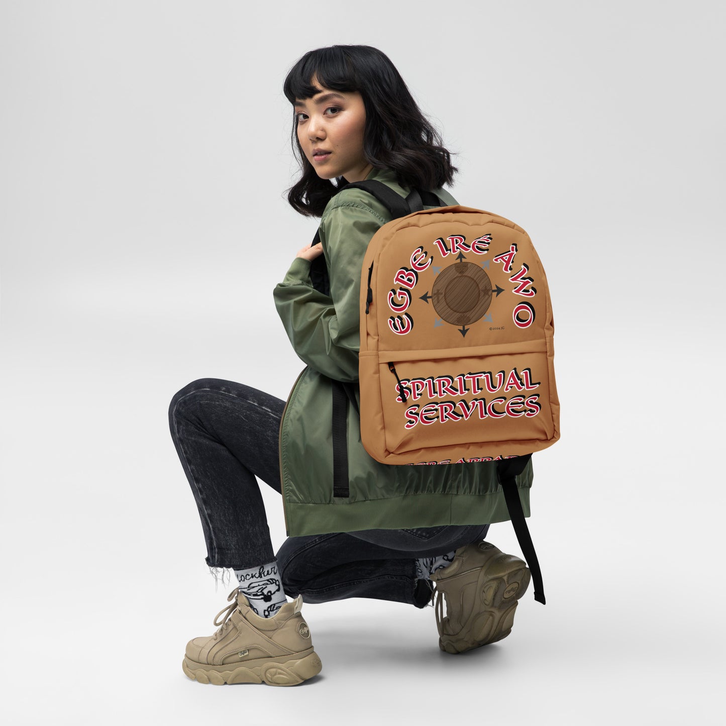 Egbe Apparel Egbe Ire Awo Logo Signature Gold Backpack