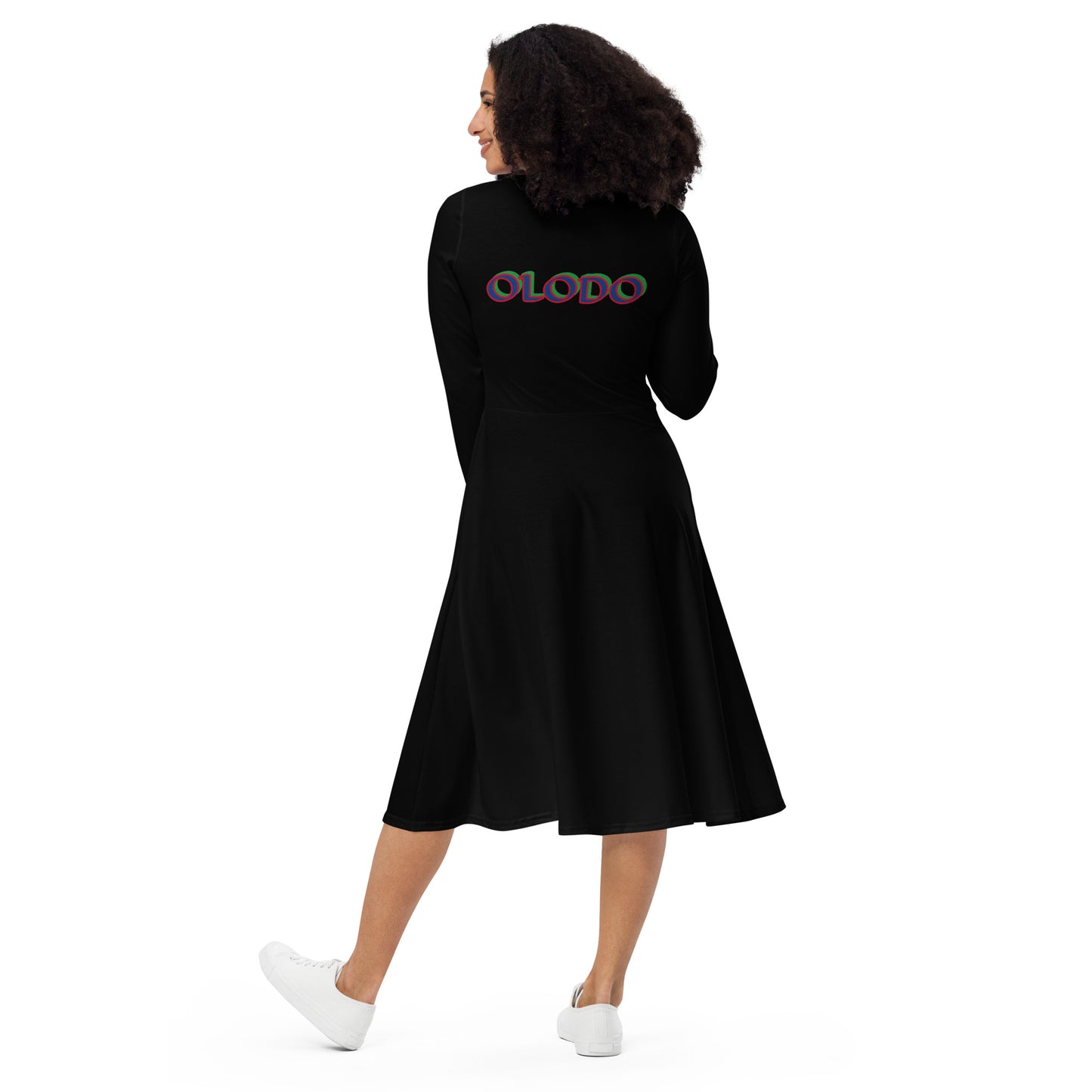 Yemaya Olodo 3 Black long sleeve midi dress