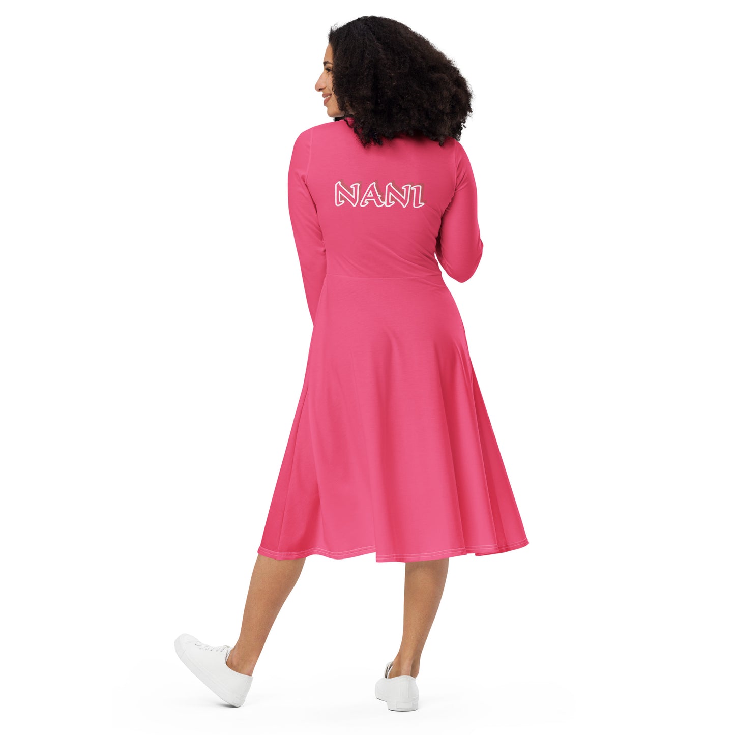 Obba Nani long sleeve midi dress Royal Pink