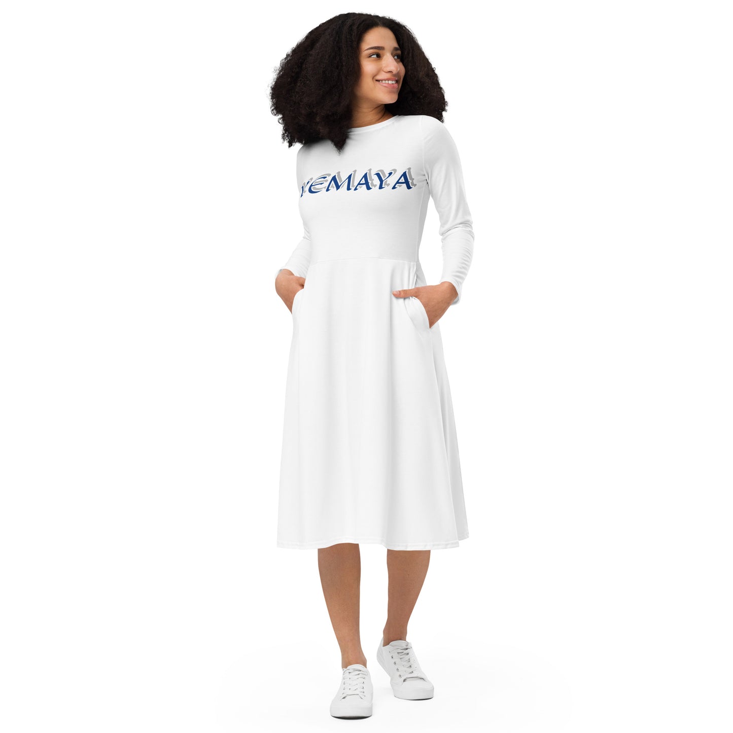 Yemaya Olodo 1 long sleeve midi dress