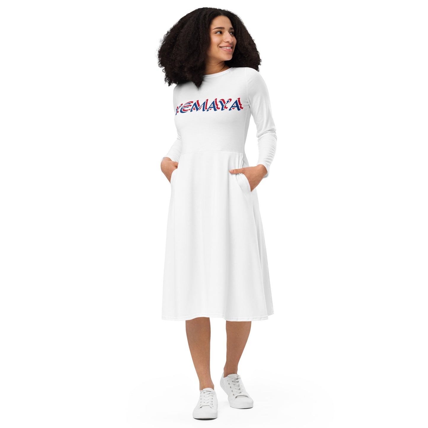 Yemaya Olodo 2 long sleeve midi dress