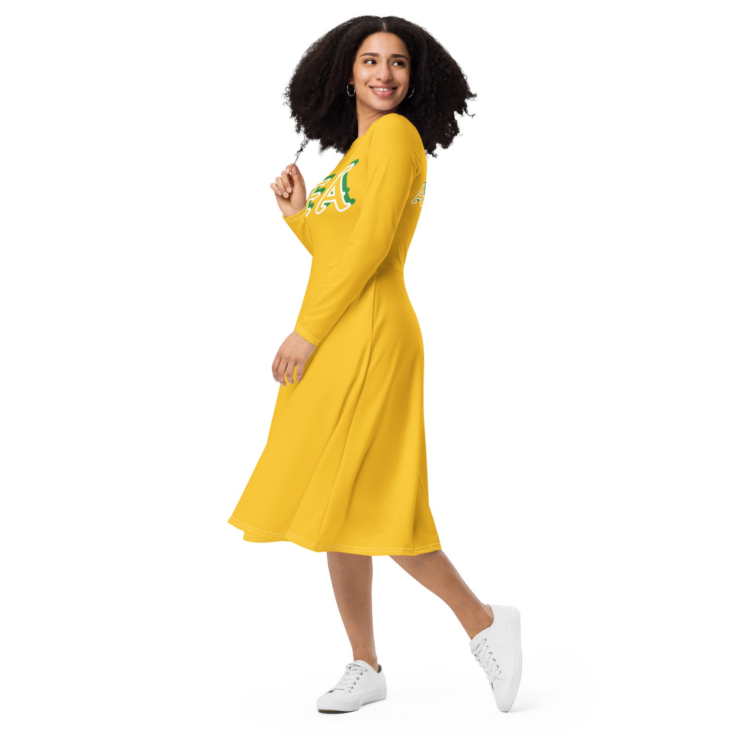 IFÁ Apetebi Lucumi reverse long sleeve midi dress Yellow