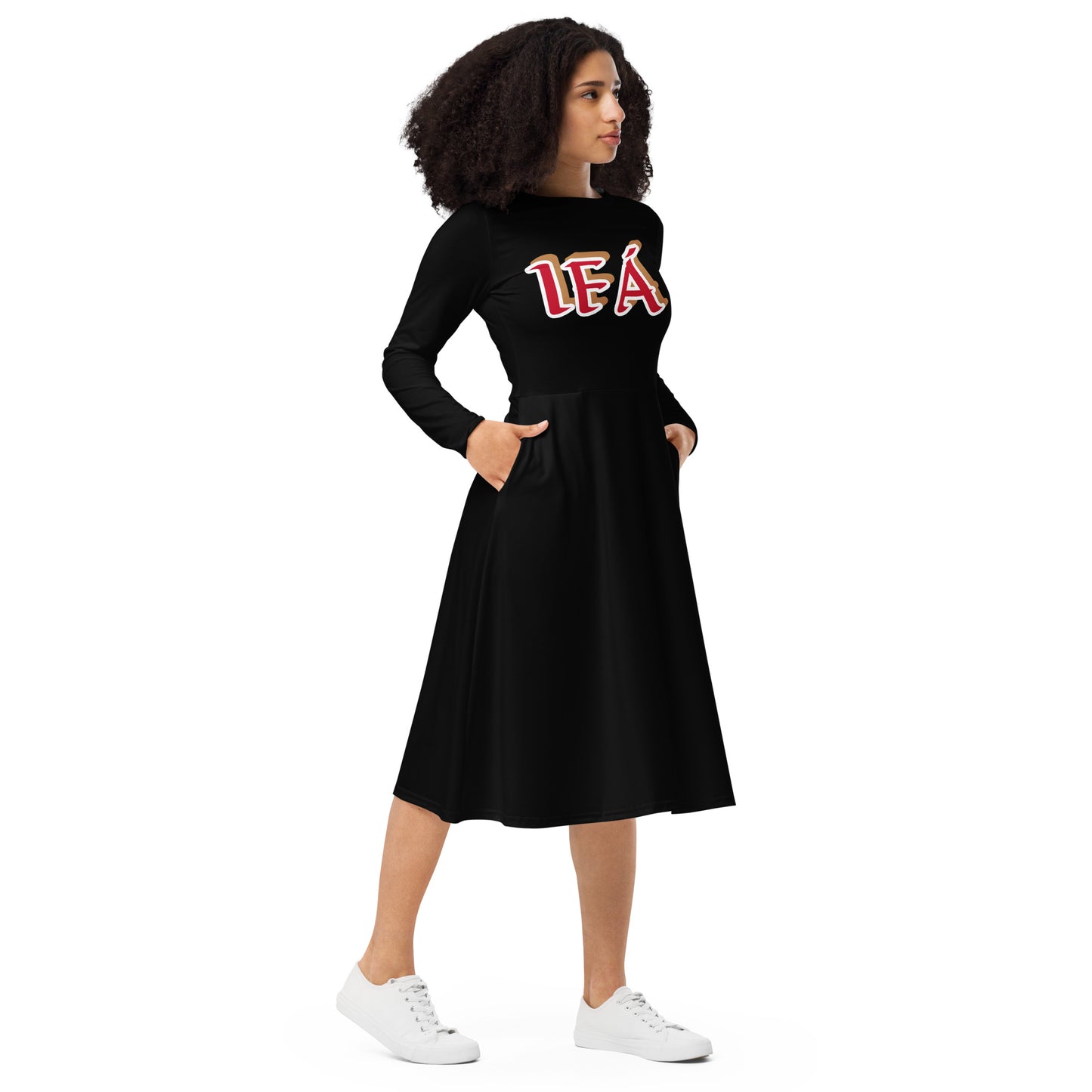 IFÁ Love 1 Black long sleeve midi dress