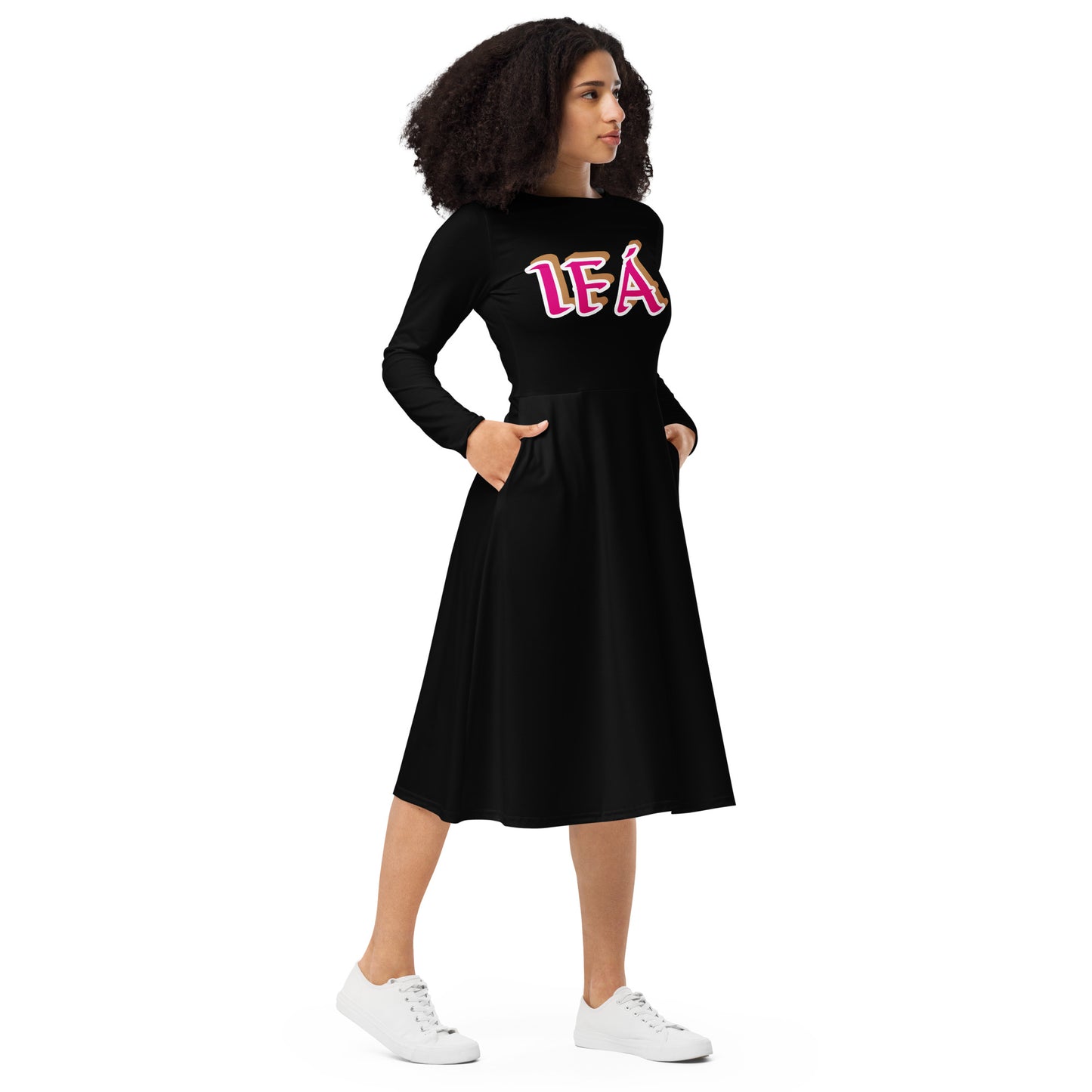 IFÁ Love 2 Black long sleeve midi dress