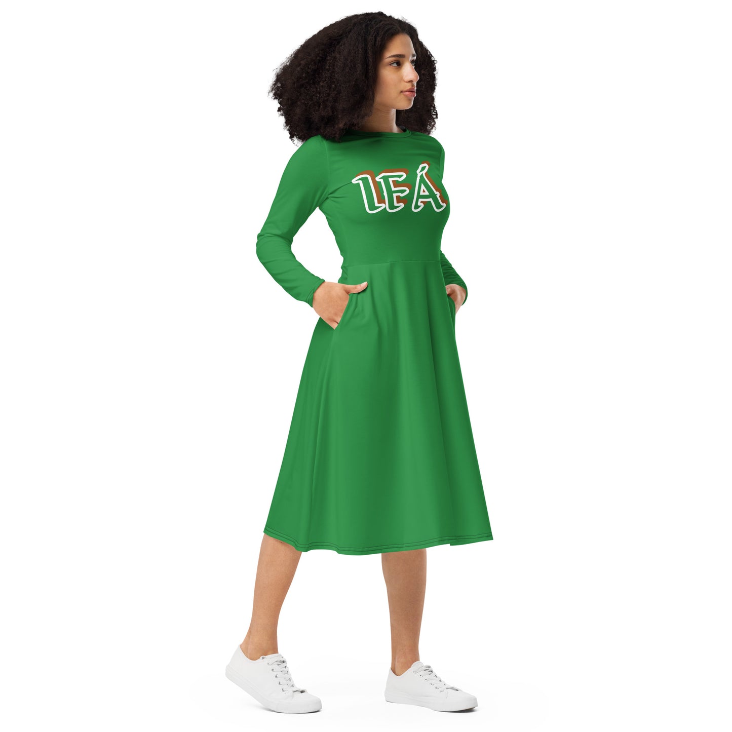 IFÁ Iyanifa Isese Green long sleeve midi dress