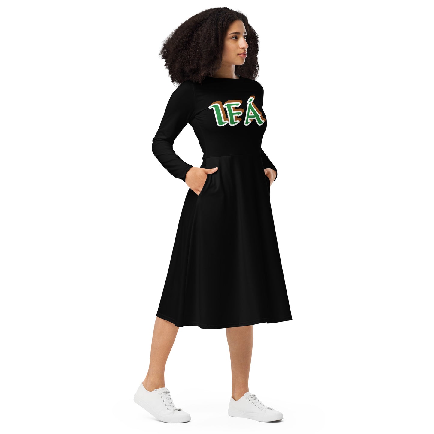 IFÁ Iyanifa Isese Black long sleeve midi dress