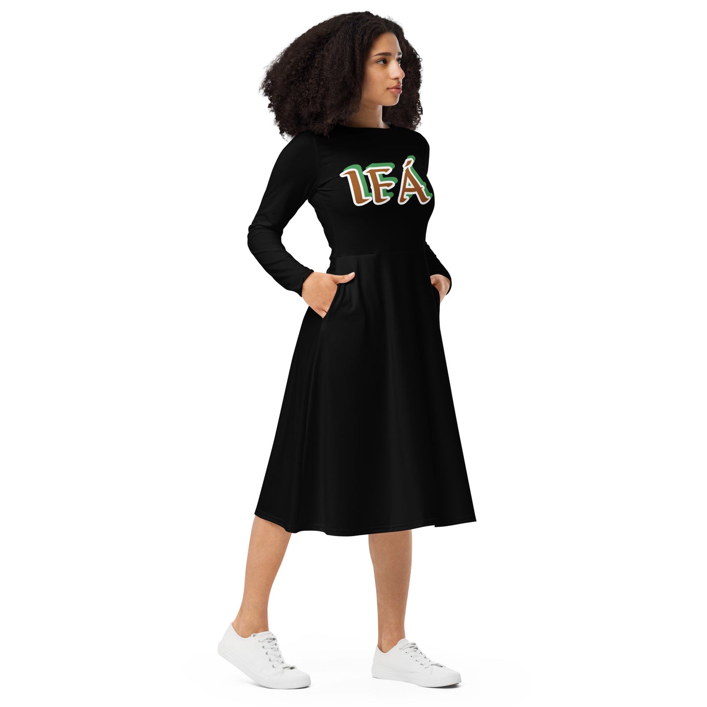 IFÁ Iyanifa Isese Reverse long sleeve midi dress black
