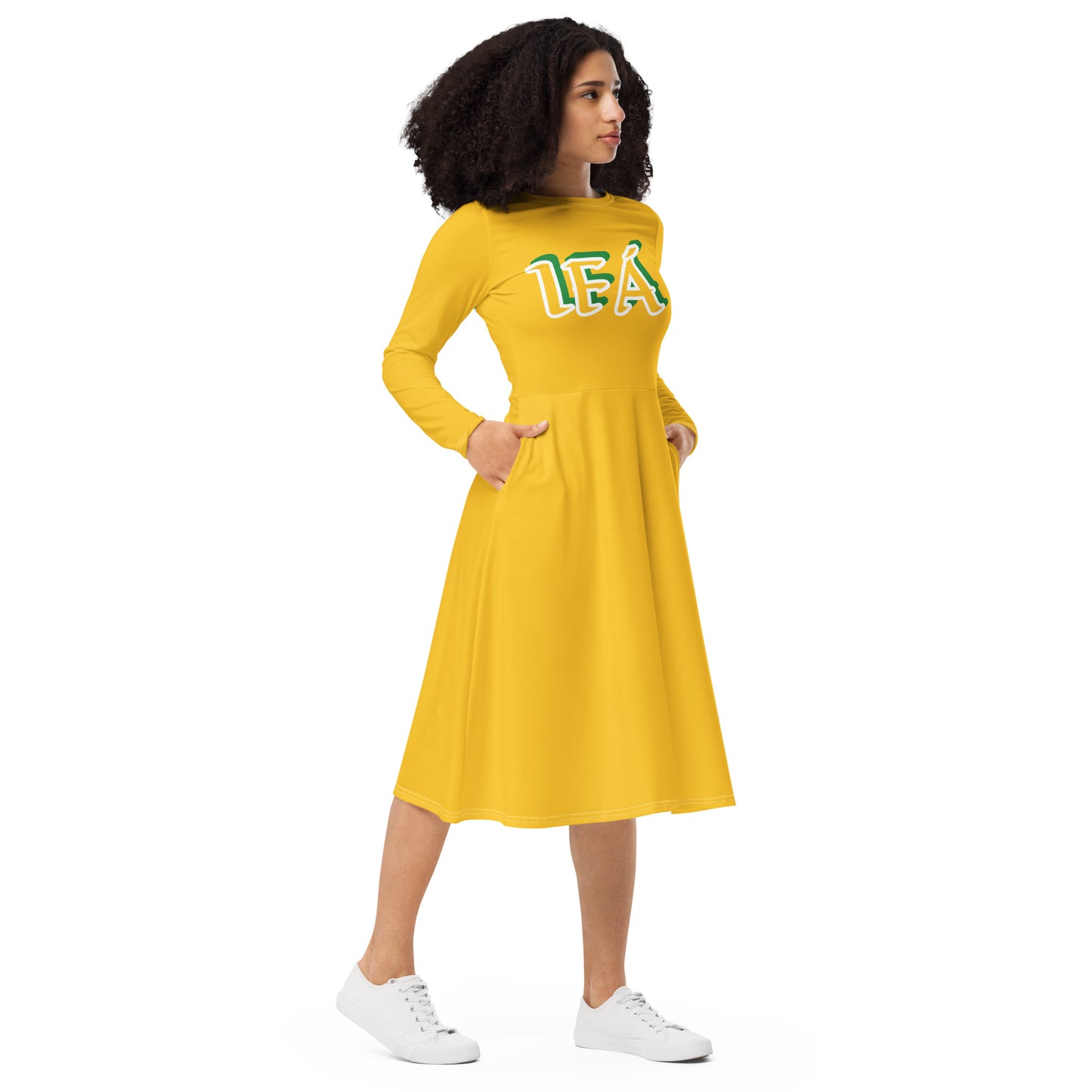 IFÁ Iyanifa Lucumi Reverse long sleeve midi dress Yellow