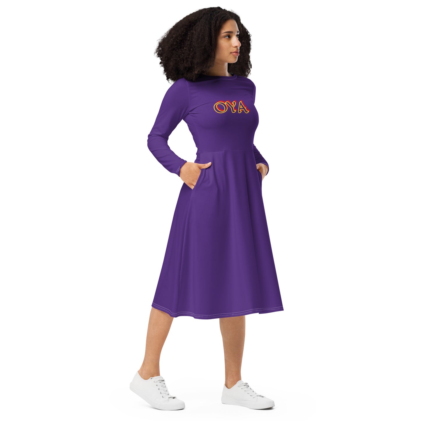 Oya Yansan Purple long sleeve midi dress