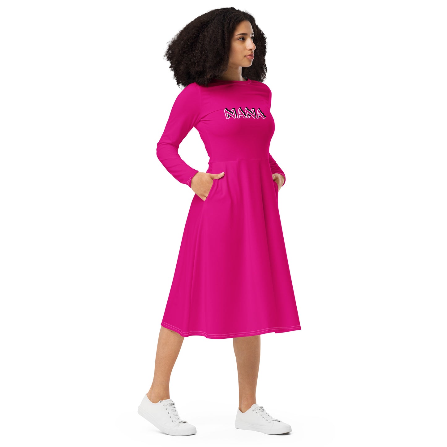 Nana Buruku Violetlong sleeve midi dress
