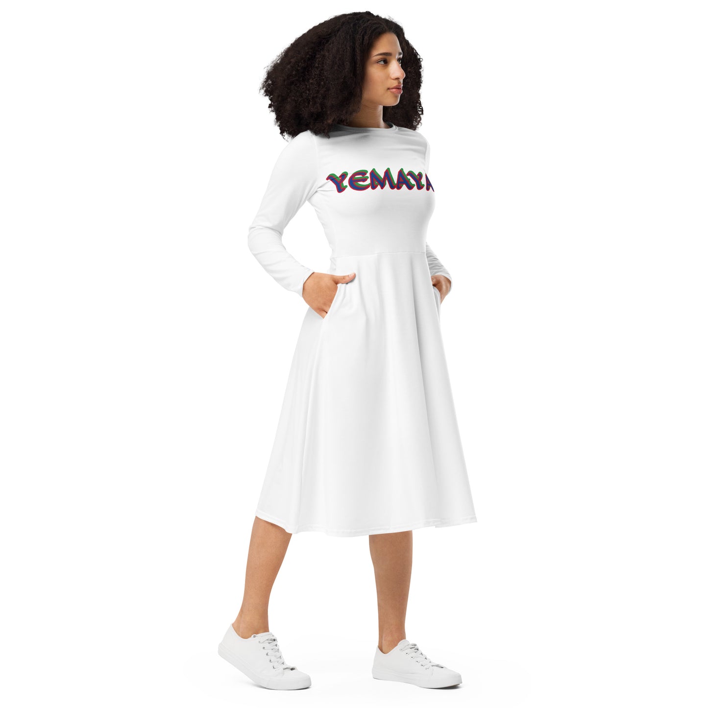 Yemaya Olodo 3 long sleeve midi dress