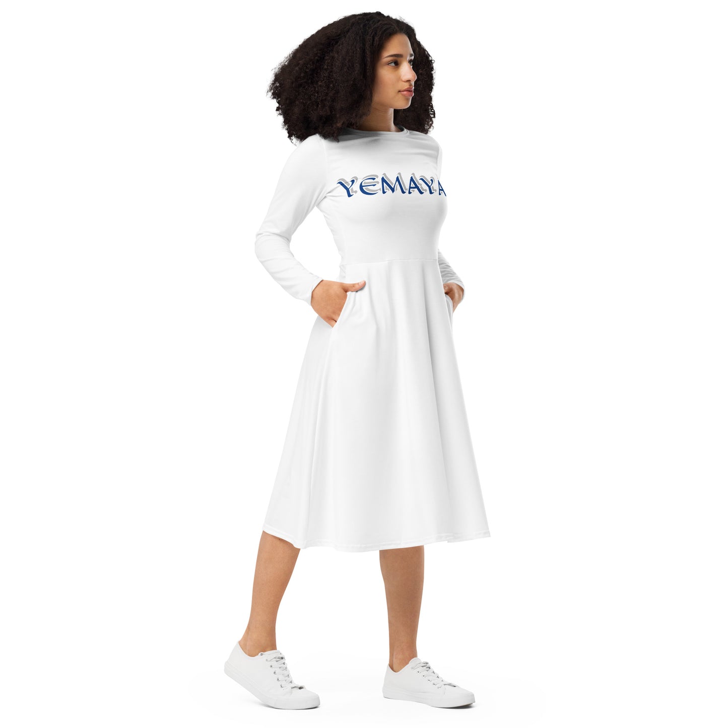Yemaya Olodo 1 long sleeve midi dress
