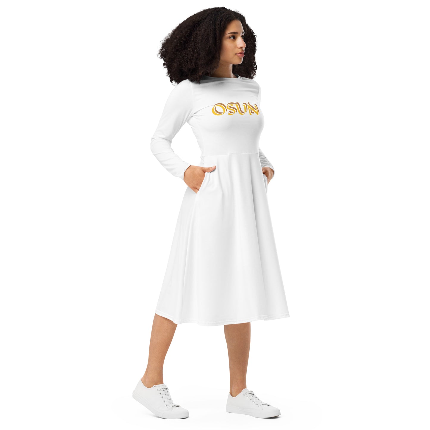 Osun Iyalode Isese sleeve midi dress