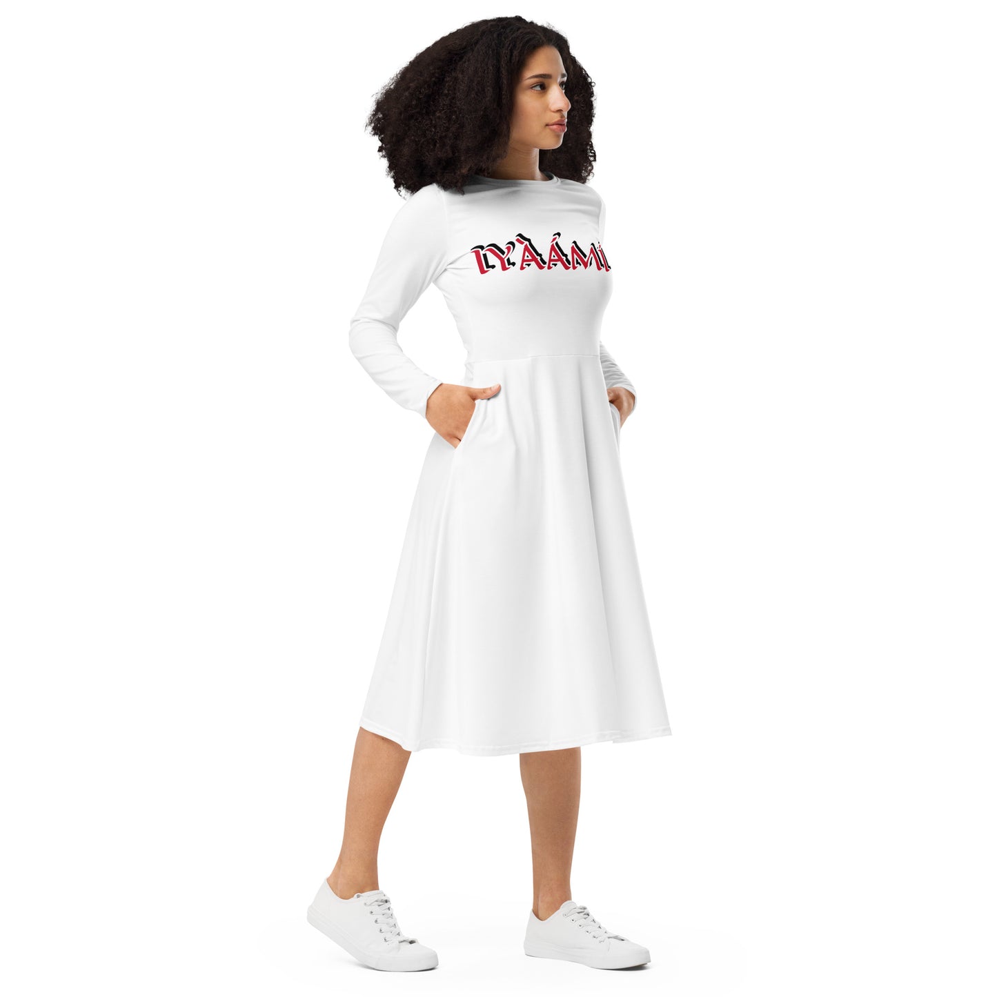 Iyaami Ájé Pupa long sleeve midi dress