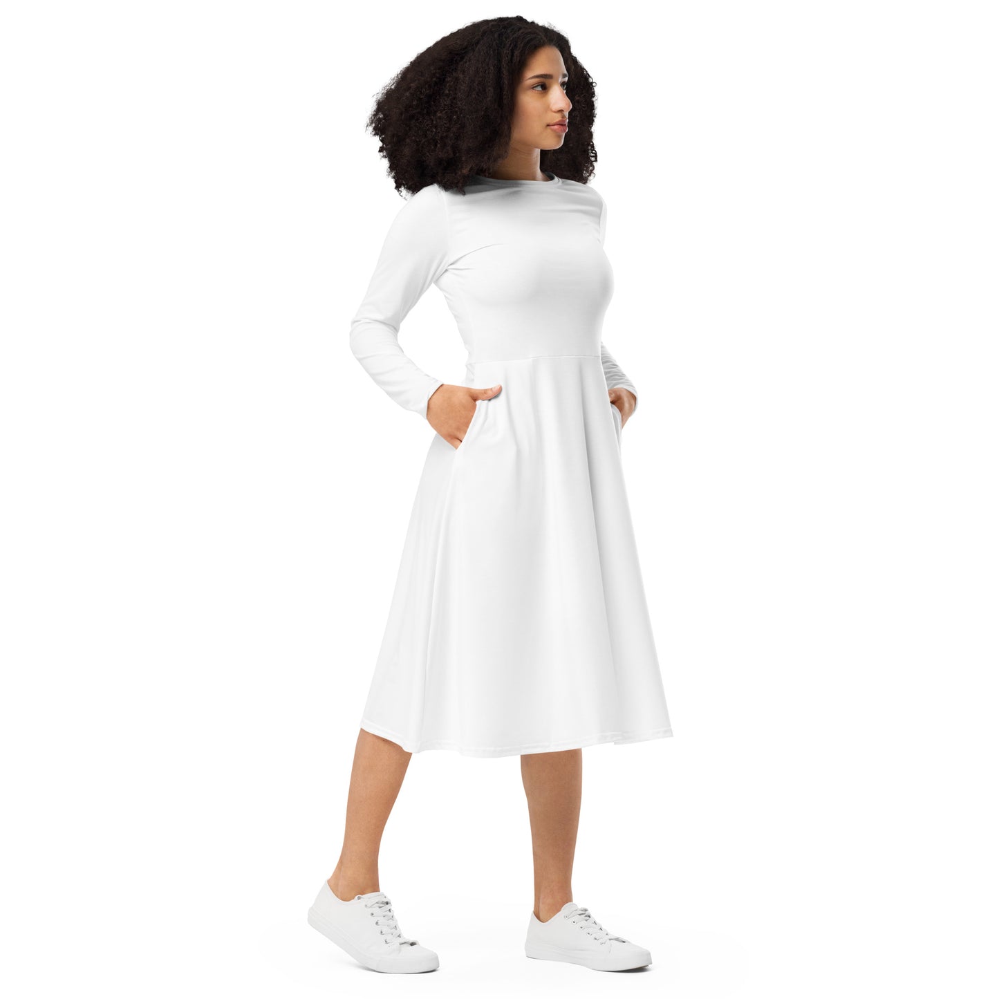 Iyawo/White long sleeve midi dress