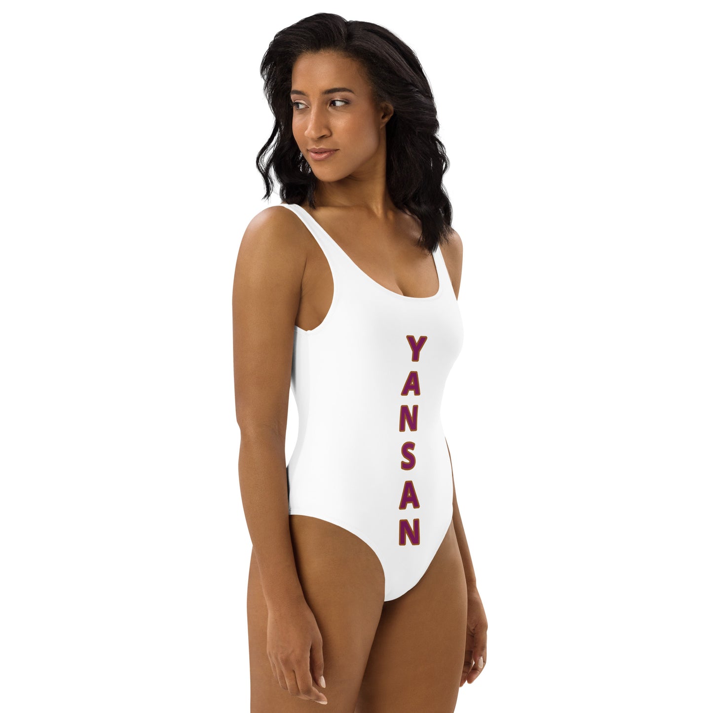 Oya- Yansan Eggplant Vertical One-Piece Swimsuit