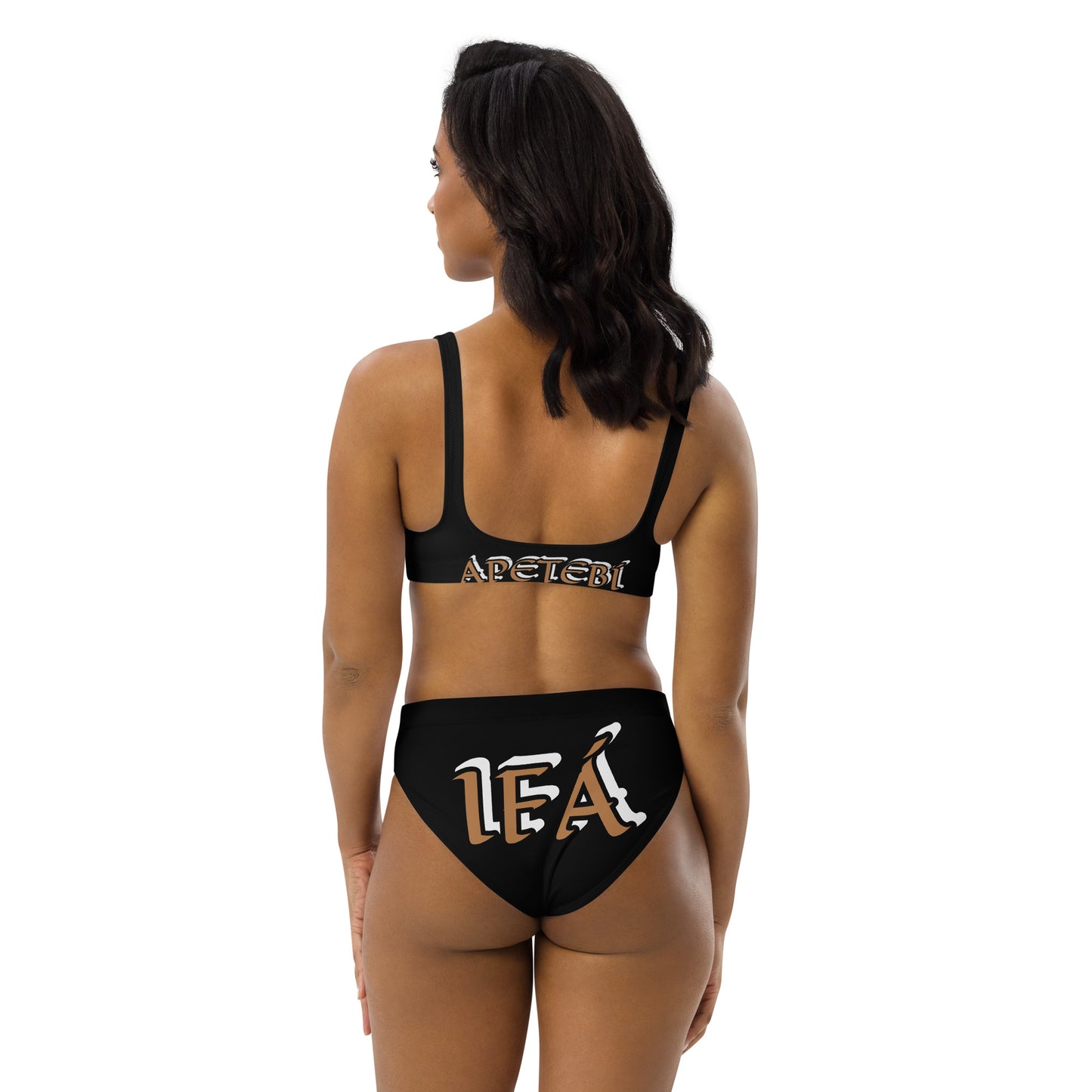 IFÁ Apetebi Lucumi Black high-waisted bikini Gold/White