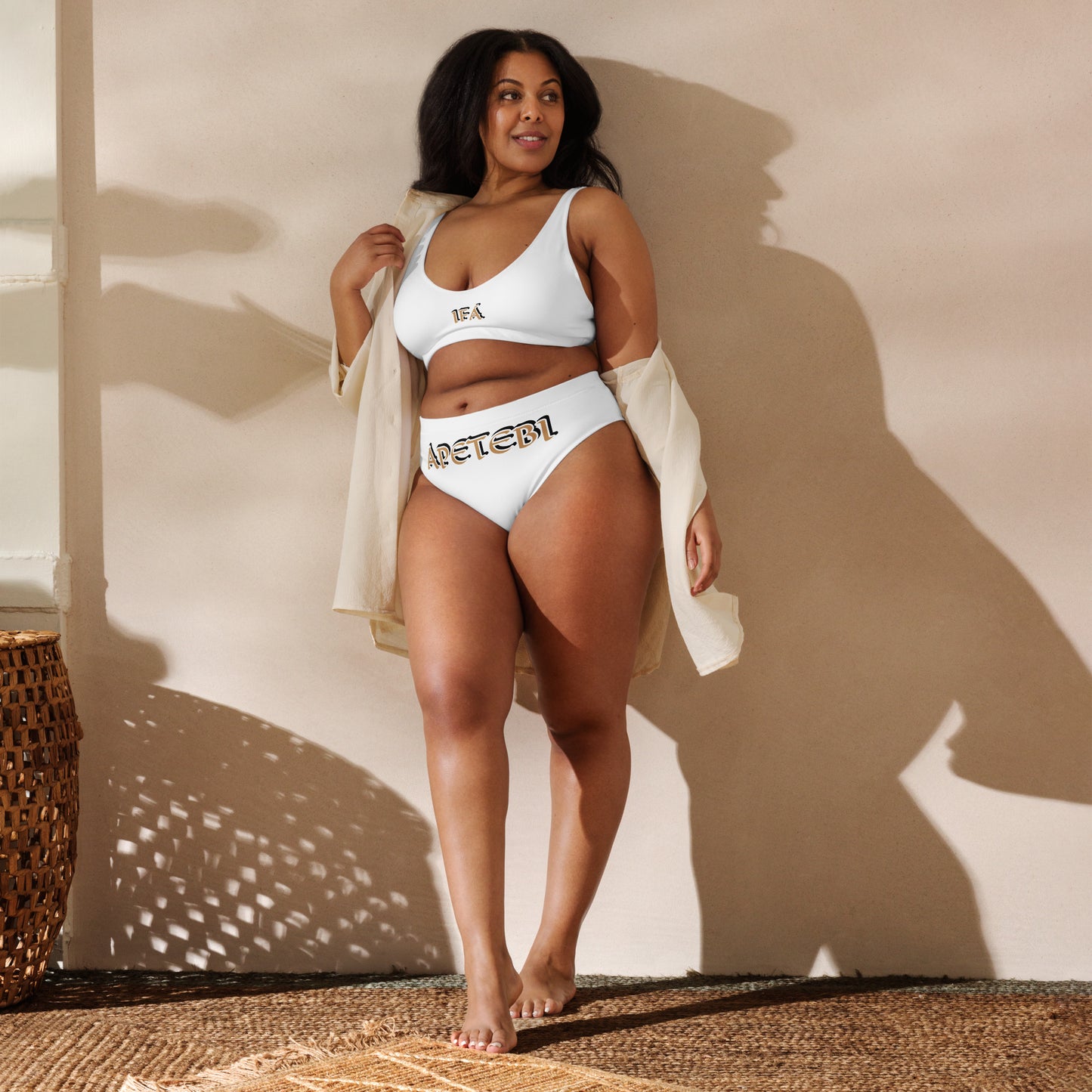 IFÁ Apetebi Lucumi White high-waisted bikini Gold/Black