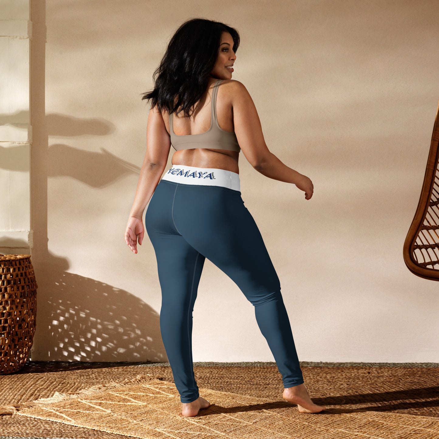 Yemaya Lucumi Blue/white Yoga Leggings