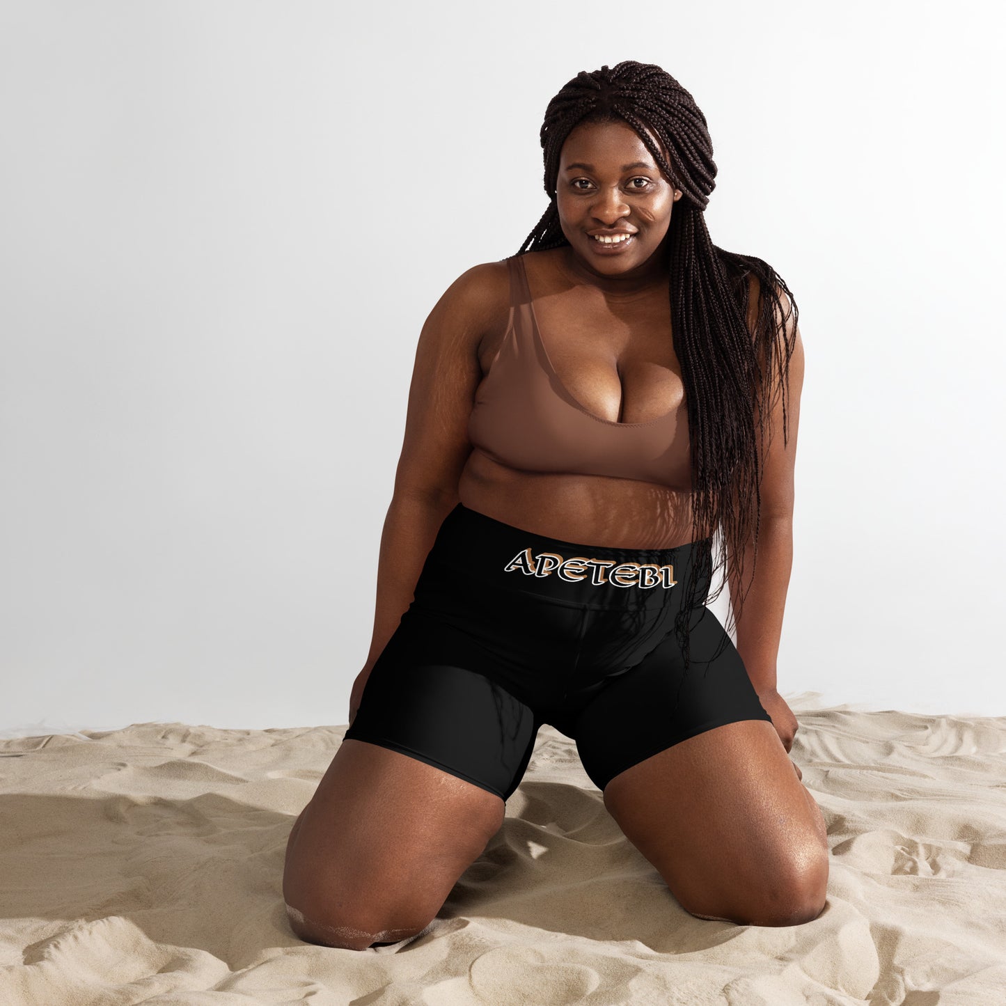 Apetebi Black/Gold Black Yoga Shorts