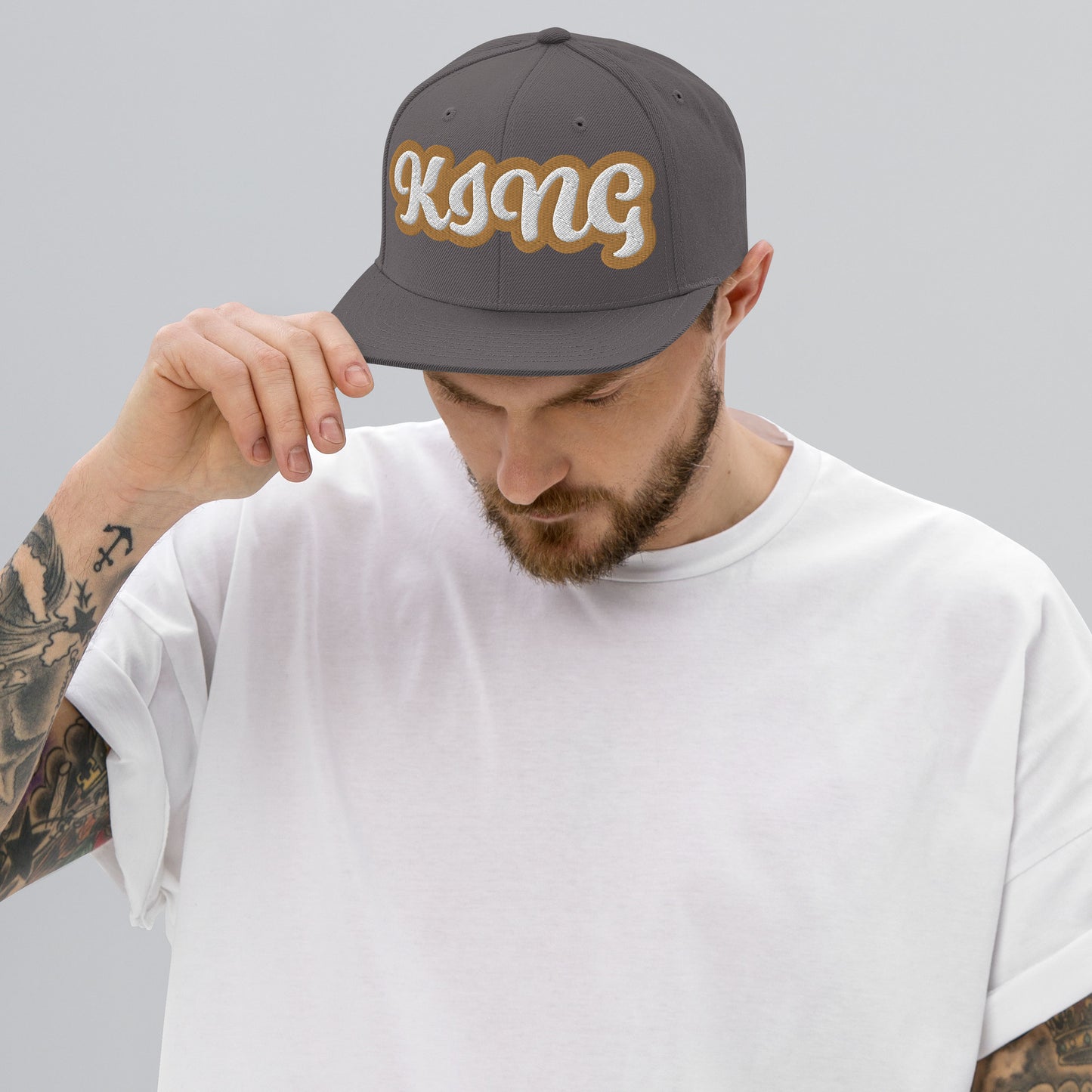 King Script Snapback hat