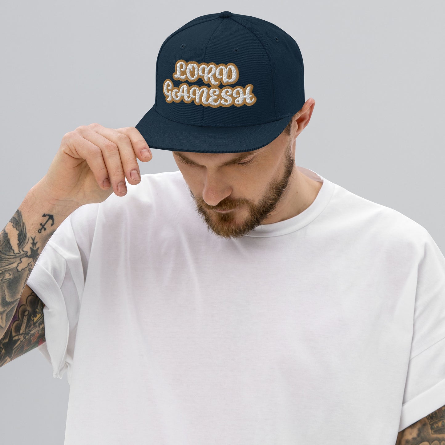 LORD GANESH 1 Script Snapback hat