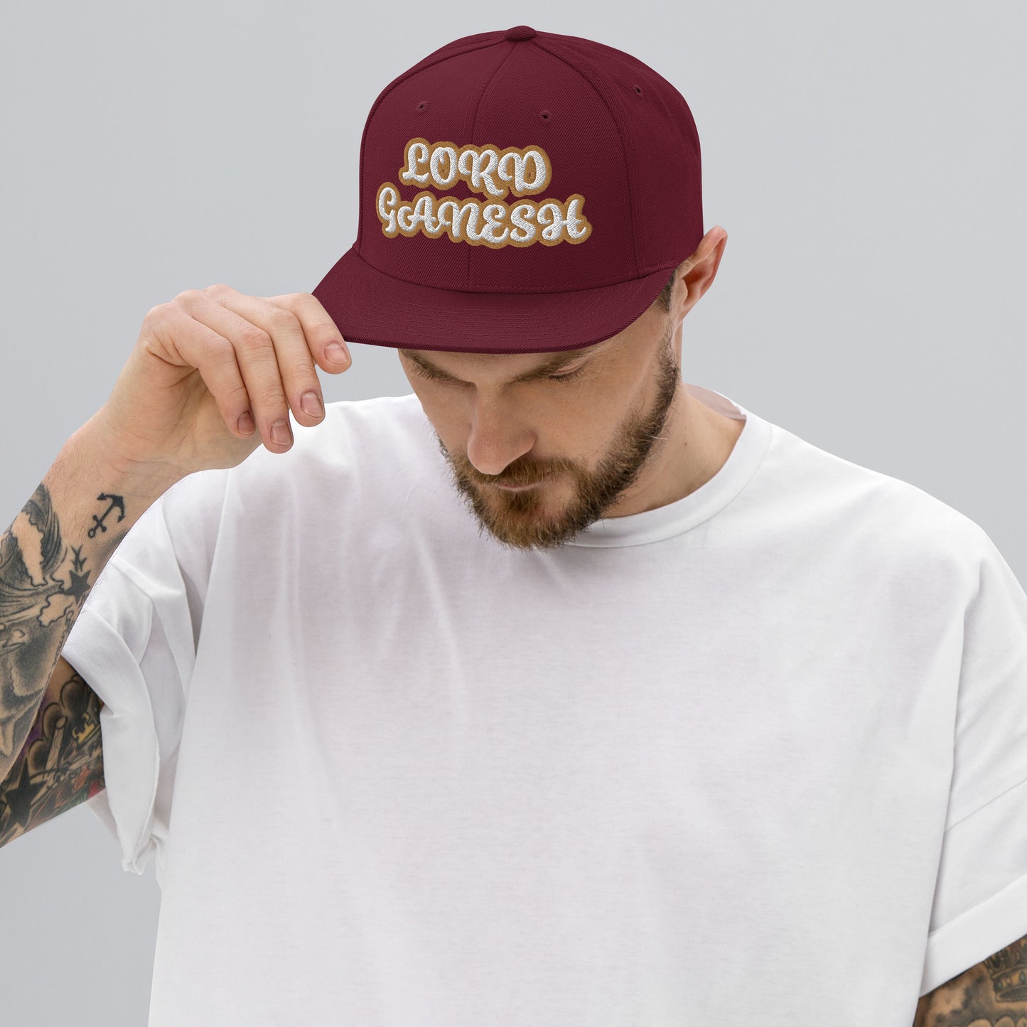 LORD GANESH 1 Script Snapback hat