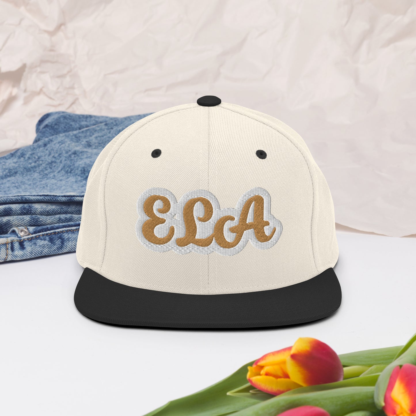 ELA Reverse Script Snapback Hat