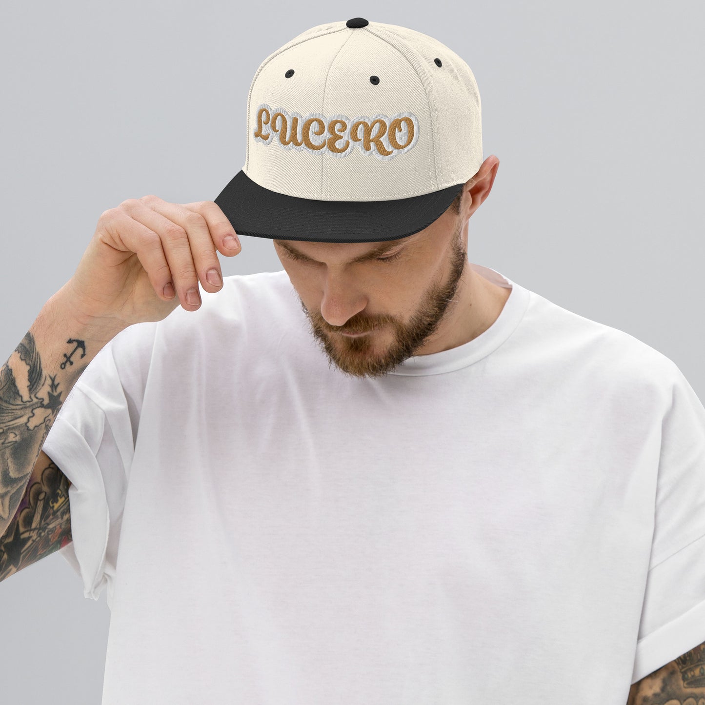 Lucero Reverse Script Snapback hat