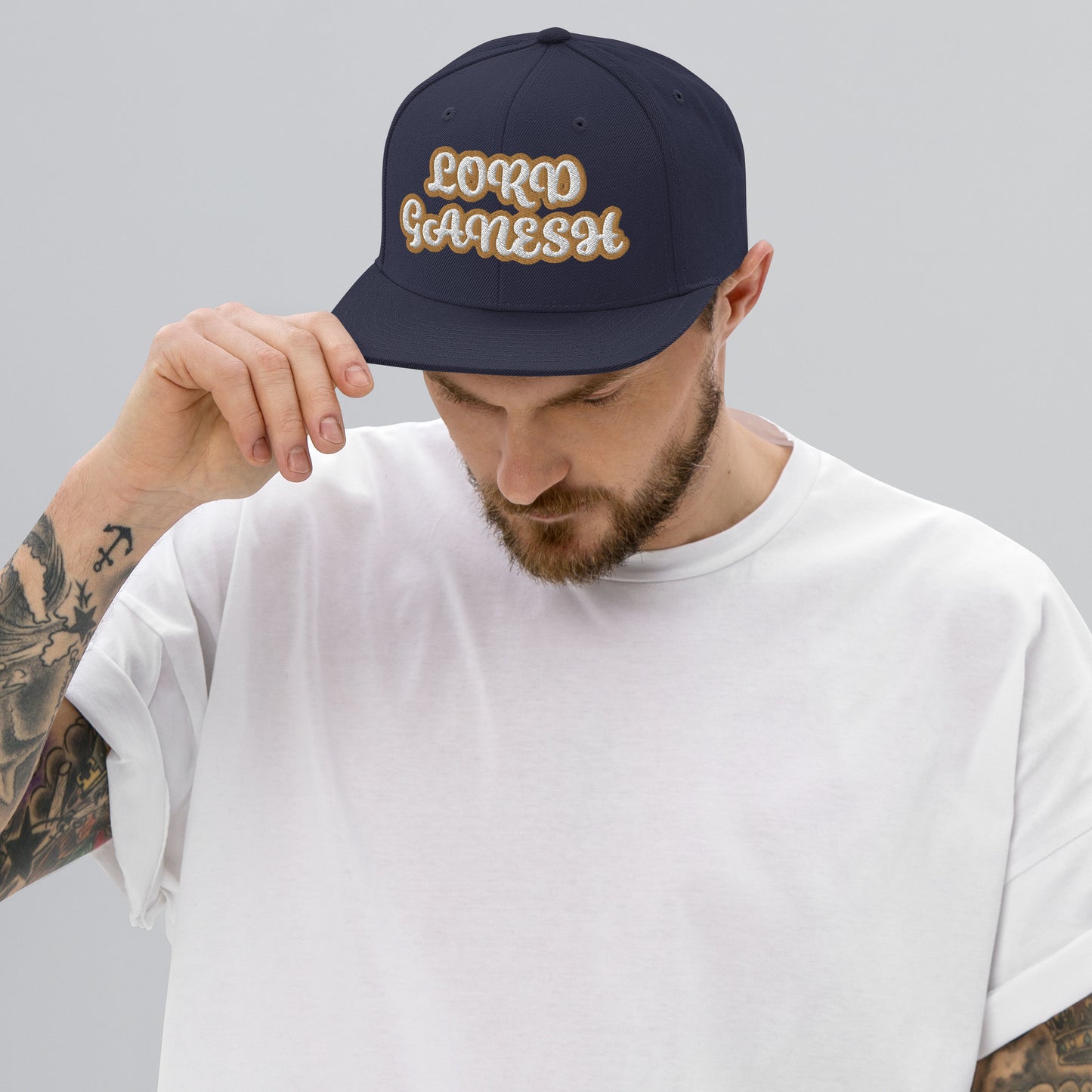 LORD GANESH 1 Script Snapback hat