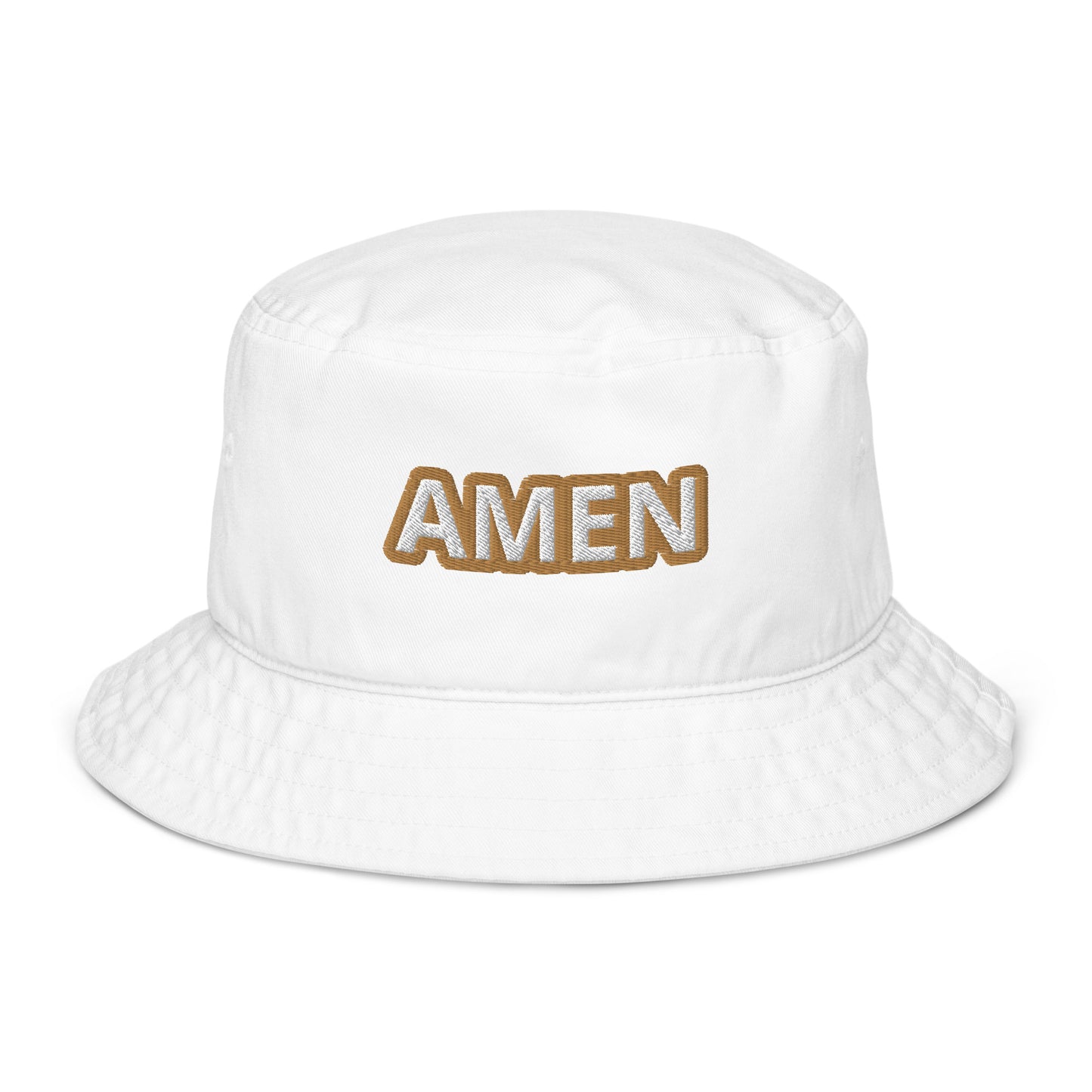 AMEN White/Gold Organic bucket hat