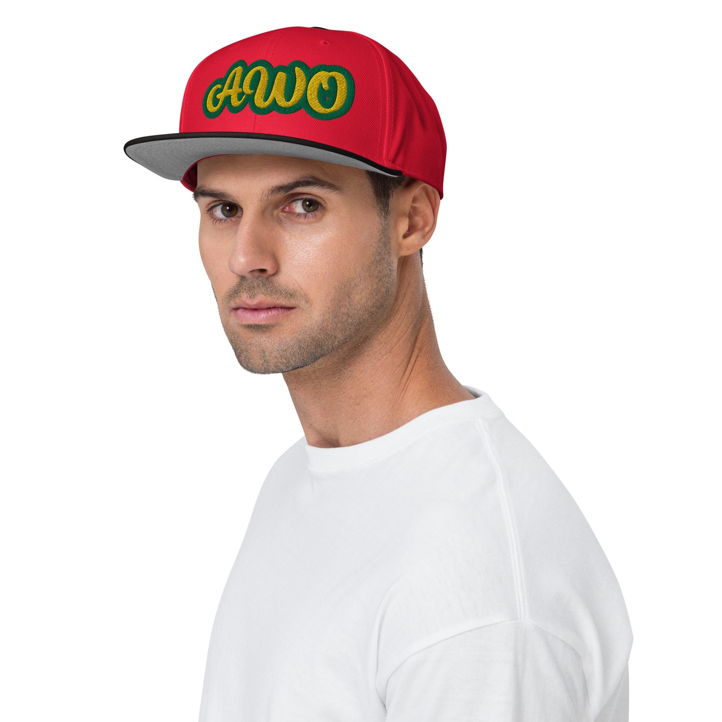 Awo Lucumi Reverse White embroidered Snapback Hat