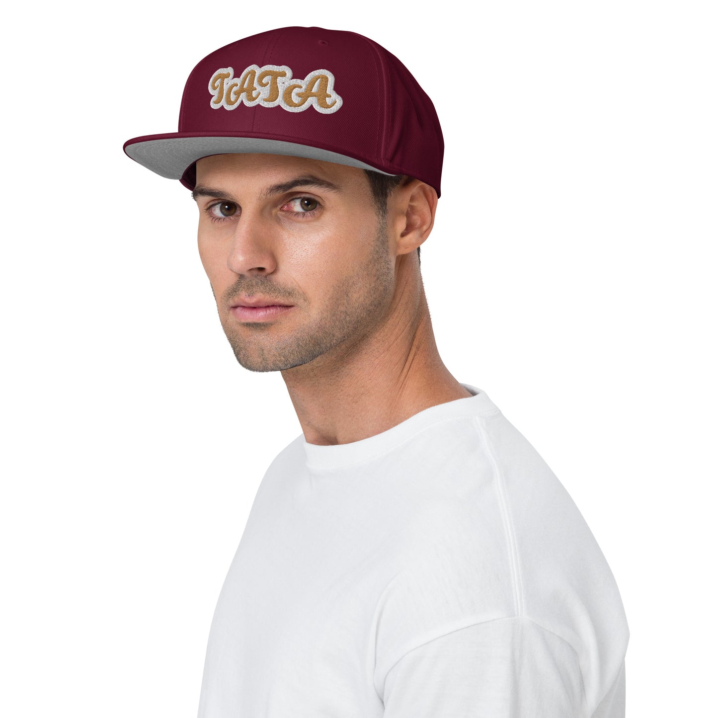 Tata Gold/White White embroidered Snapback Hat