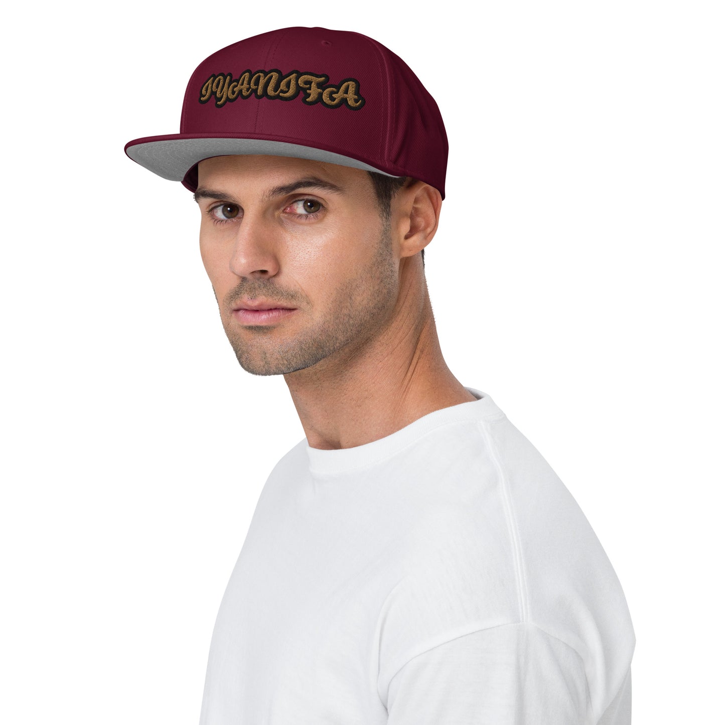 Iyanifa Gold/Black White embroidered Snapback Hat