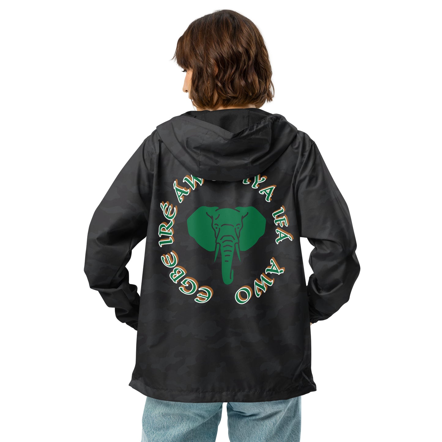 Egbe Apparel Logo Ifa icon Isese Reverse Unisex lightweight zip up windbreaker