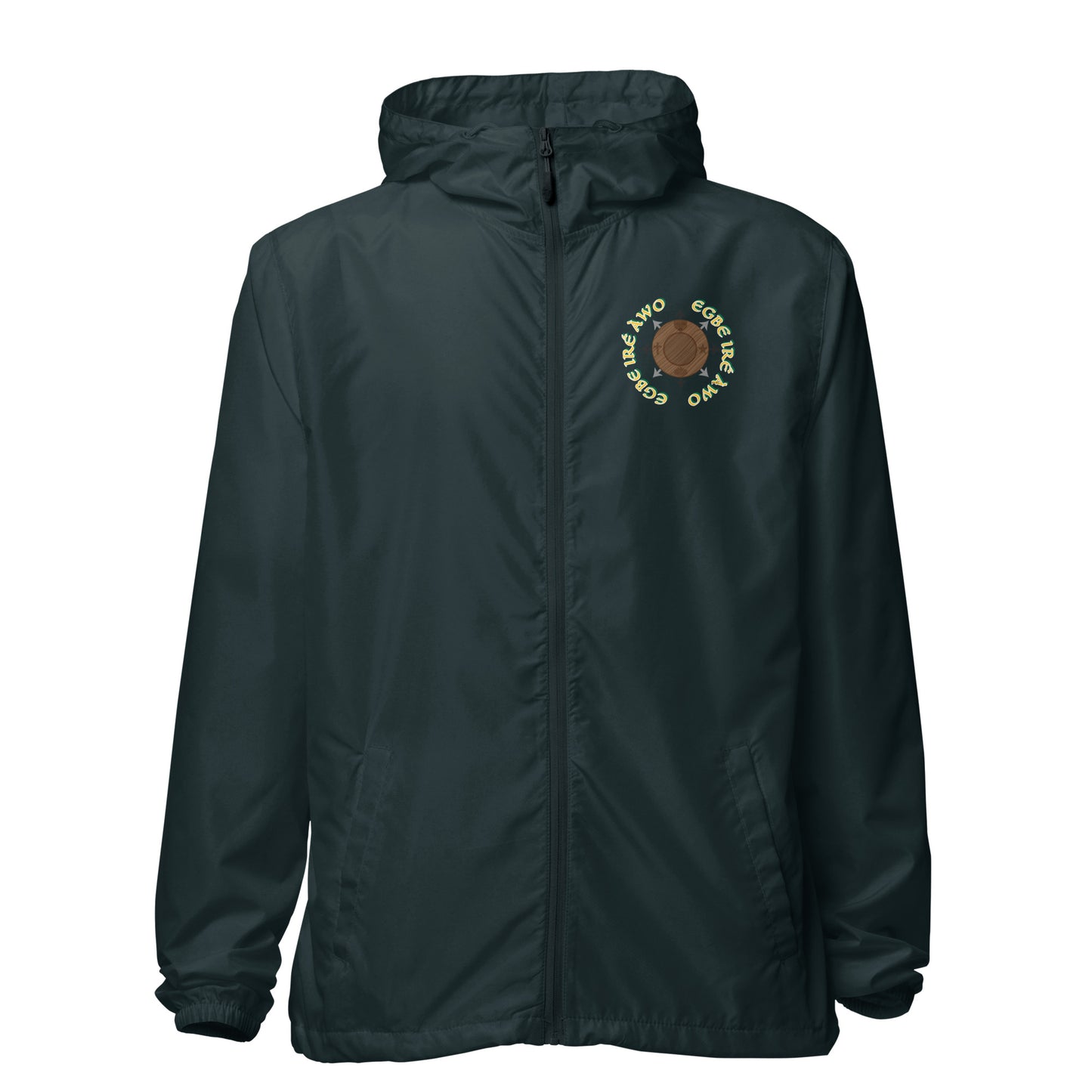 Egbe Apparel Logo Ifa icon Lucumi Reverse Unisex lightweight zip up windbreaker
