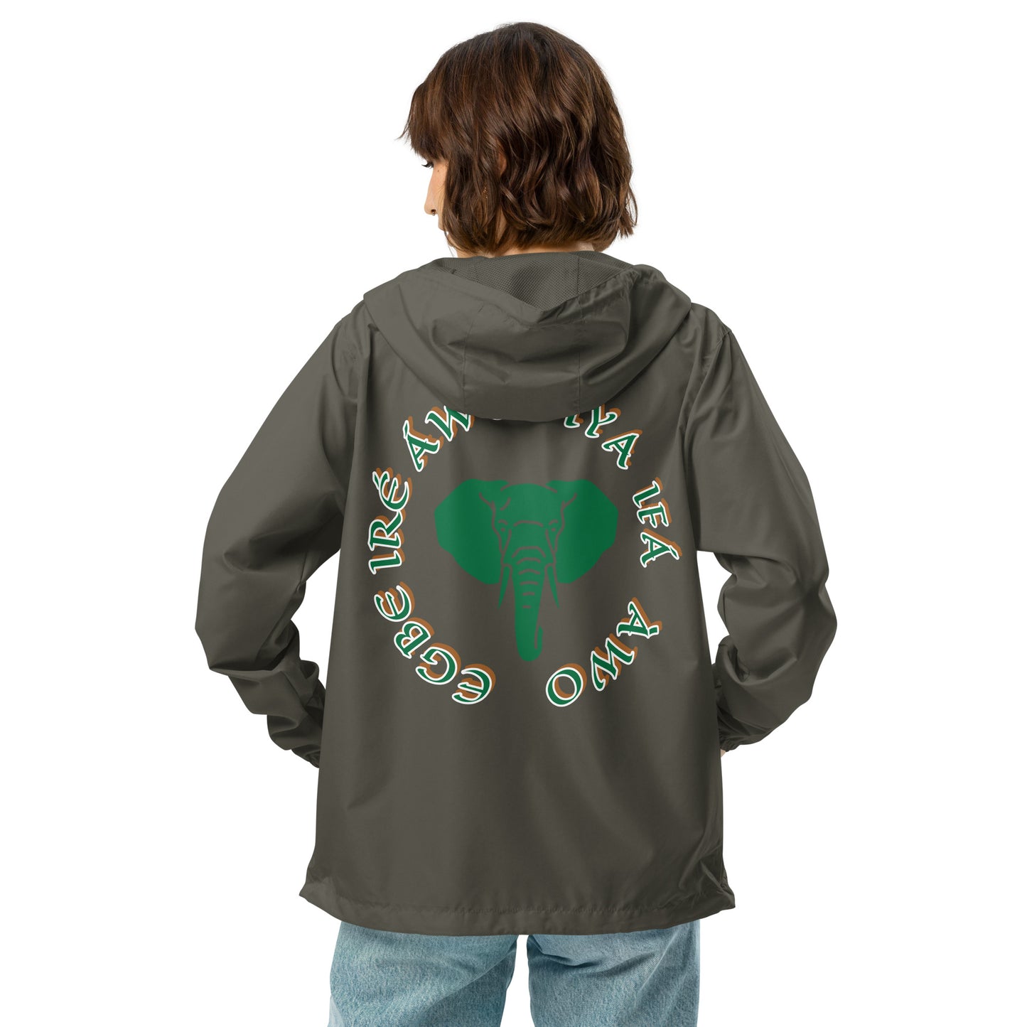 Egbe Apparel Logo Ifa icon Isese Reverse Unisex lightweight zip up windbreaker