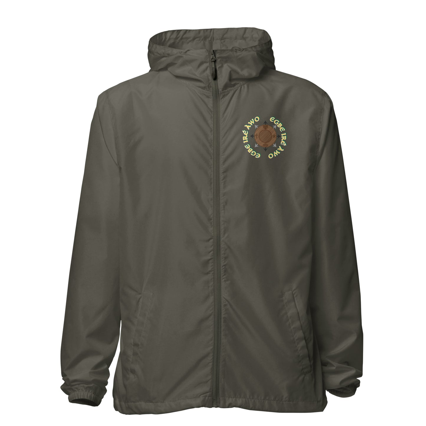 Egbe Apparel Logo Ifa icon Lucumi Reverse Unisex lightweight zip up windbreaker