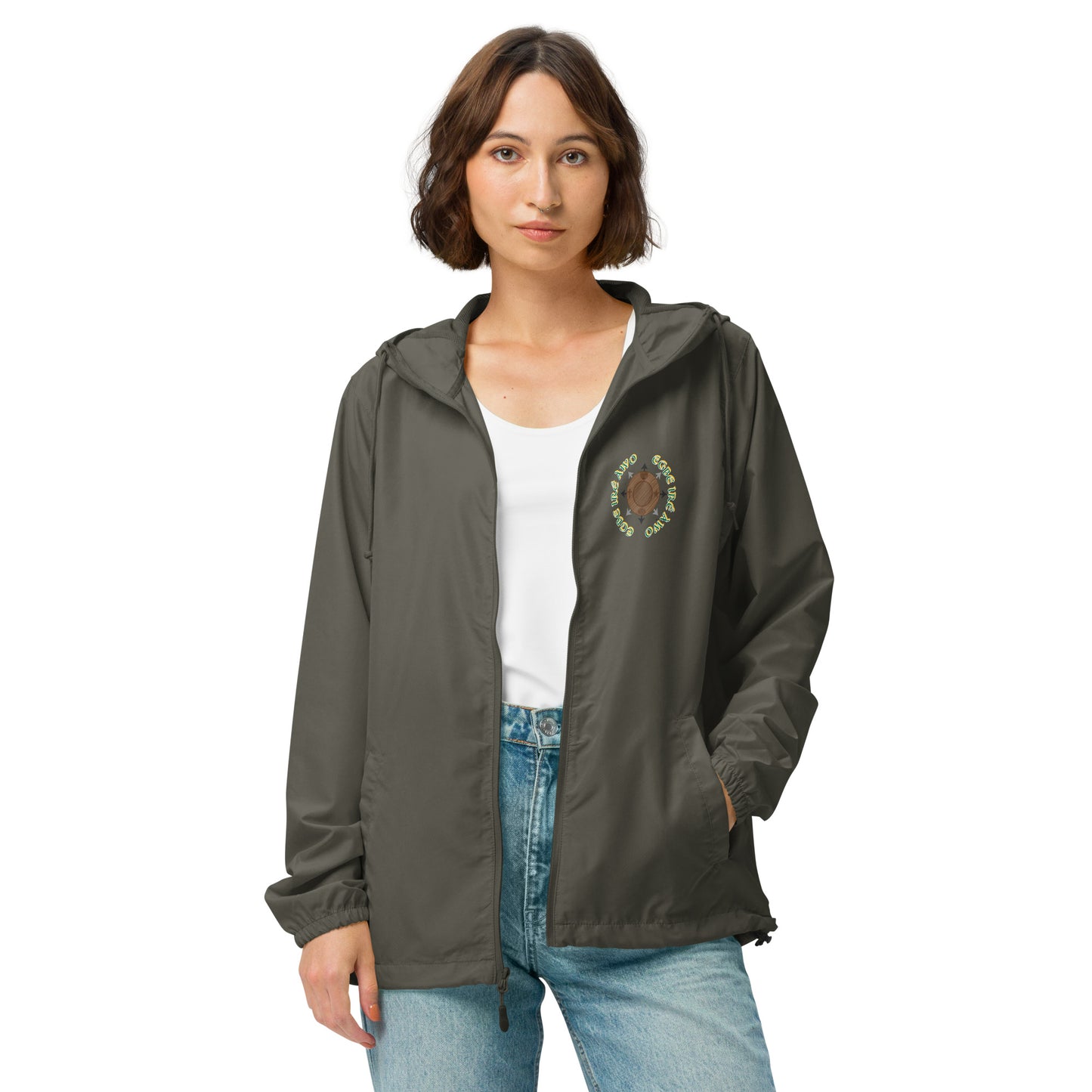 Egbe Apparel Logo Ifa icon Lucumi Unisex lightweight zip up windbreaker