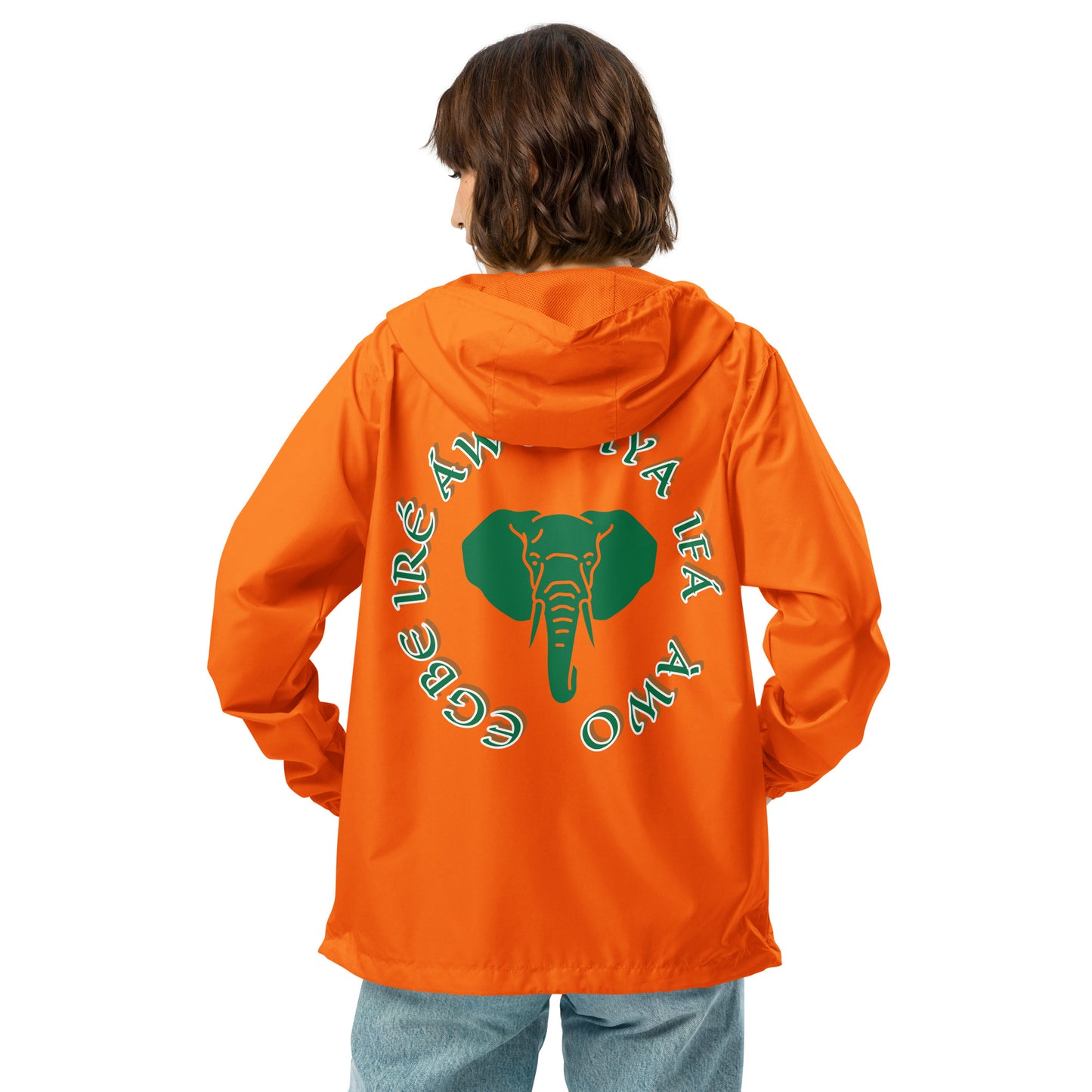 Egbe Apparel Logo Ifa icon Isese Reverse Unisex lightweight zip up windbreaker