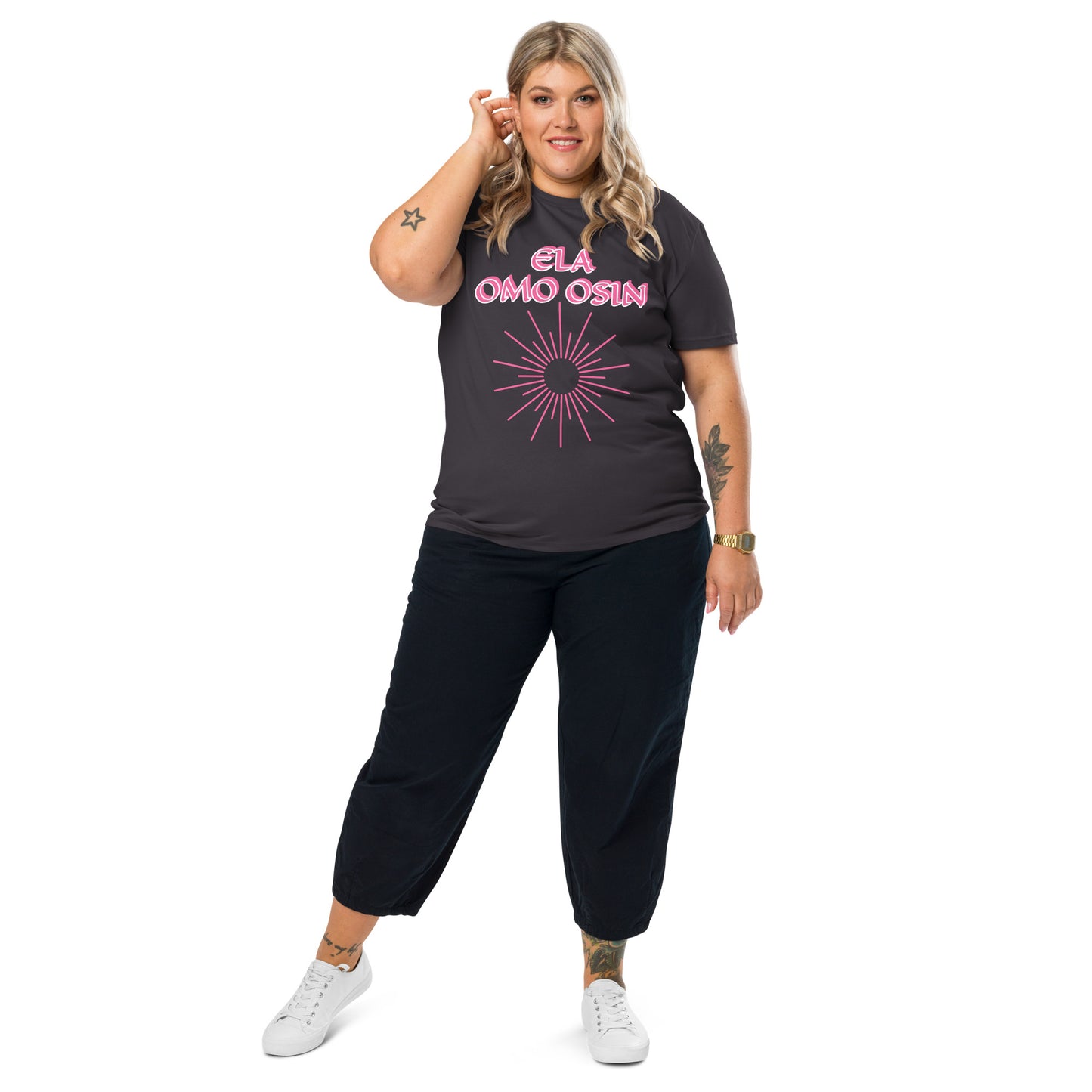 ELA Omo Osin Meji pink Unisex organic cotton t-shirt