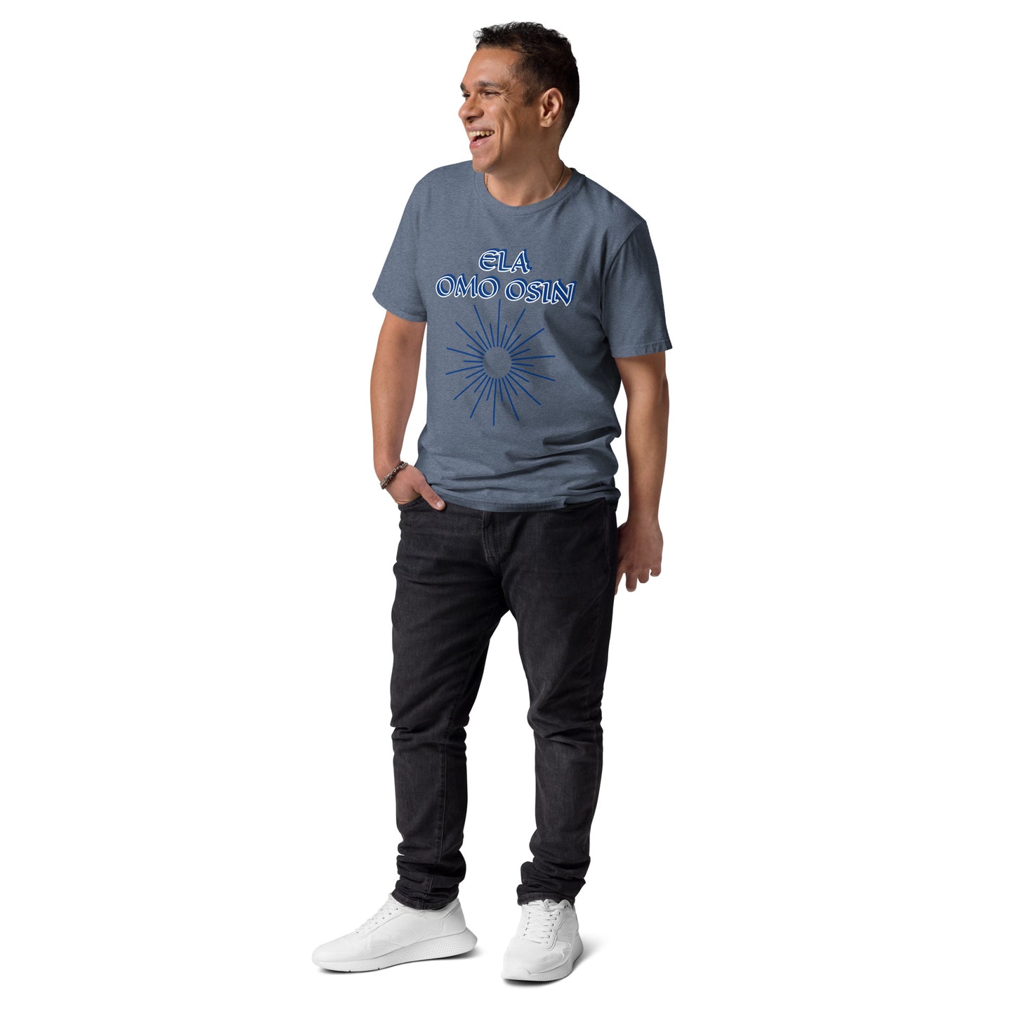 ELA Omo Osin Meji blue Unisex organic cotton t-shirt