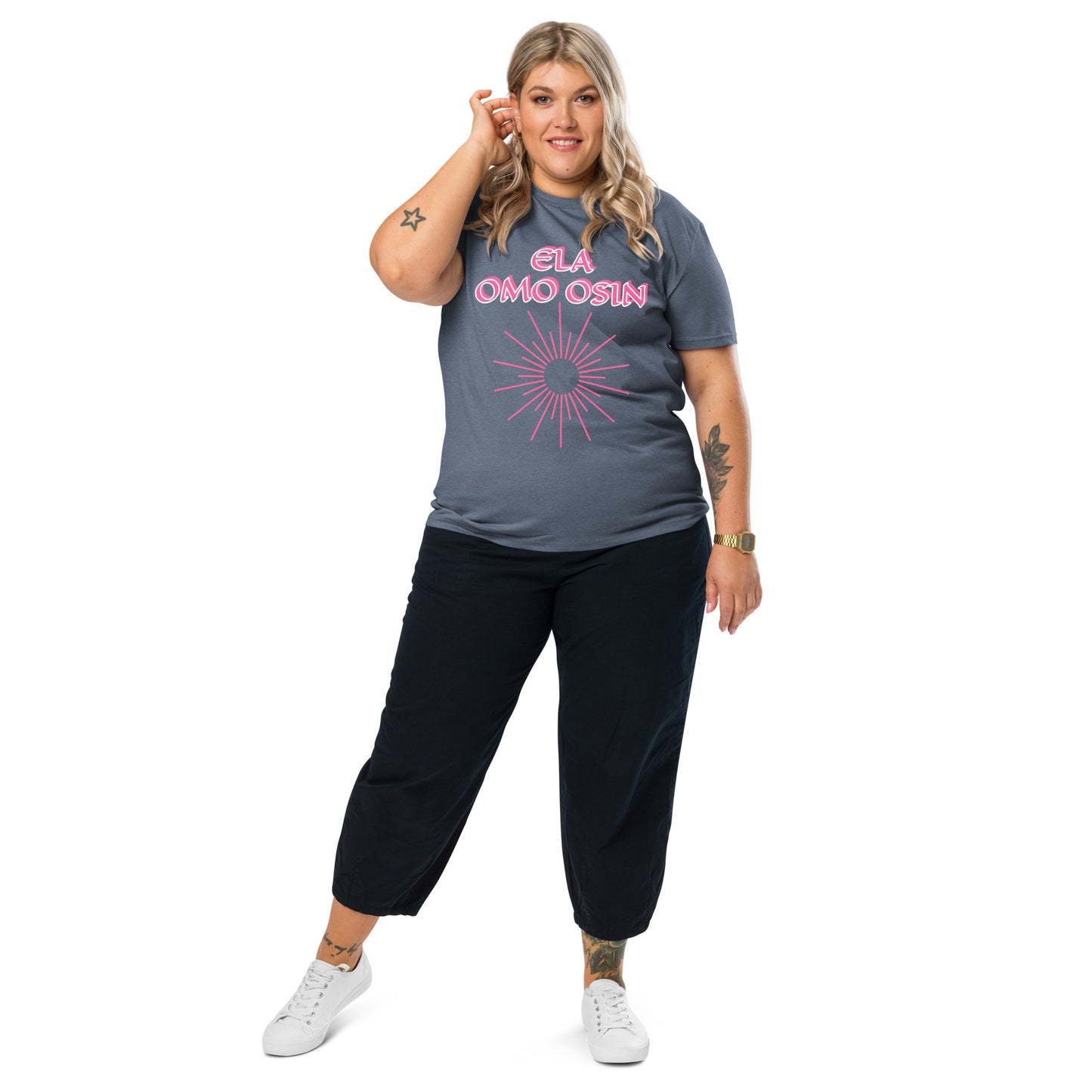 ELA Omo Osin Meji pink Unisex organic cotton t-shirt