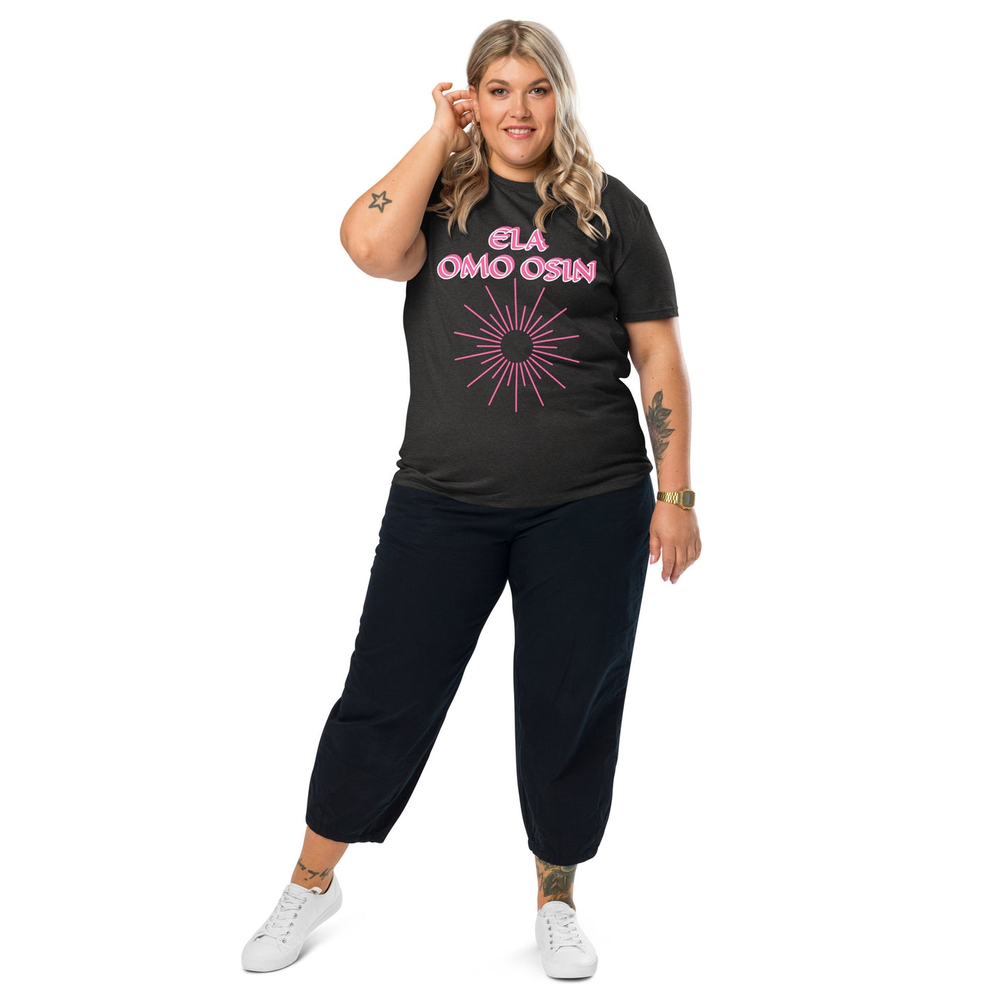 ELA Omo Osin Meji pink Unisex organic cotton t-shirt