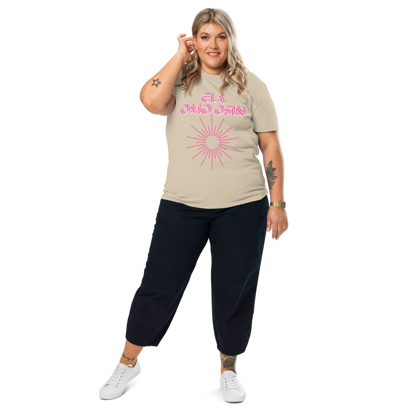 ELA Omo Osin Meji pink Unisex organic cotton t-shirt