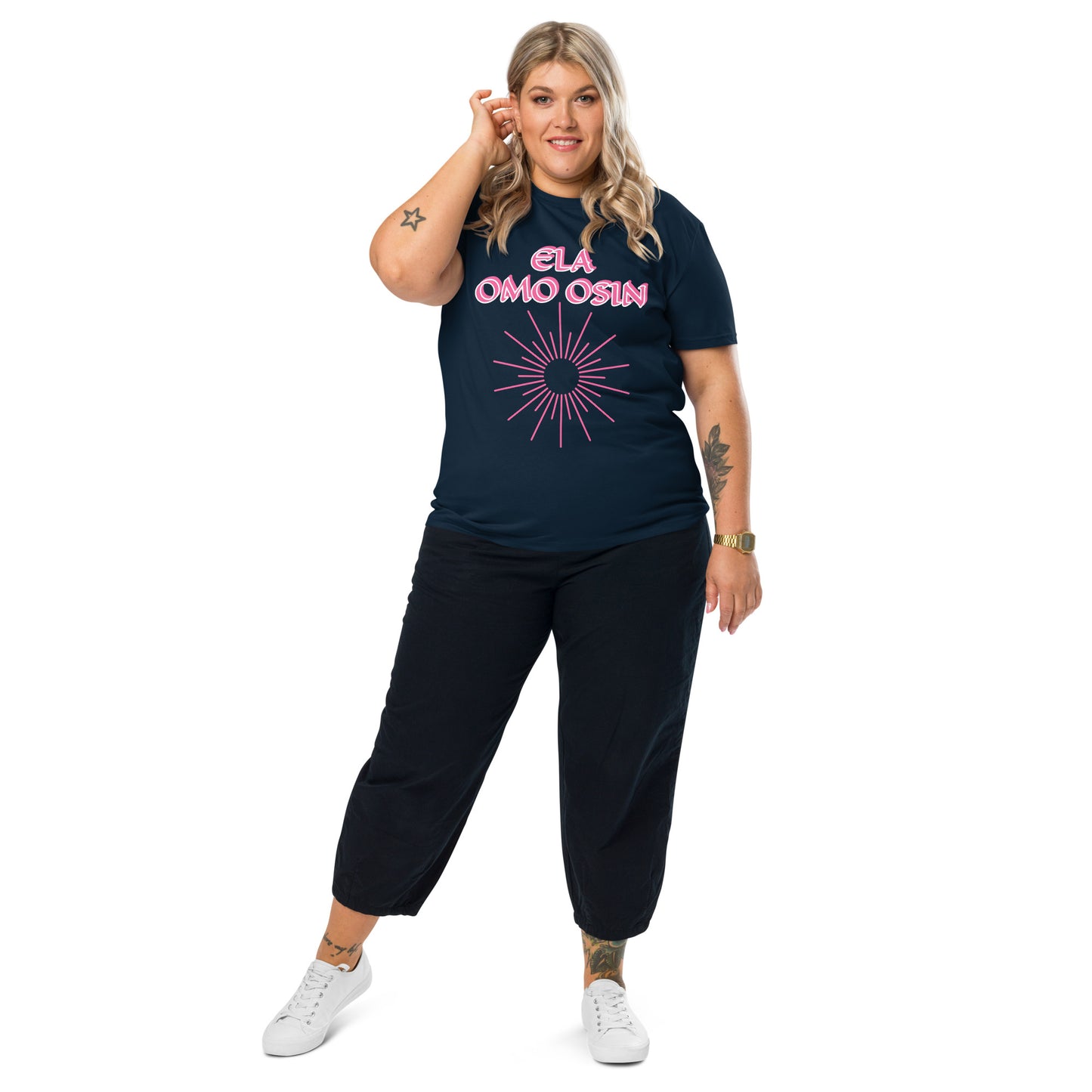 ELA Omo Osin Meji pink Unisex organic cotton t-shirt