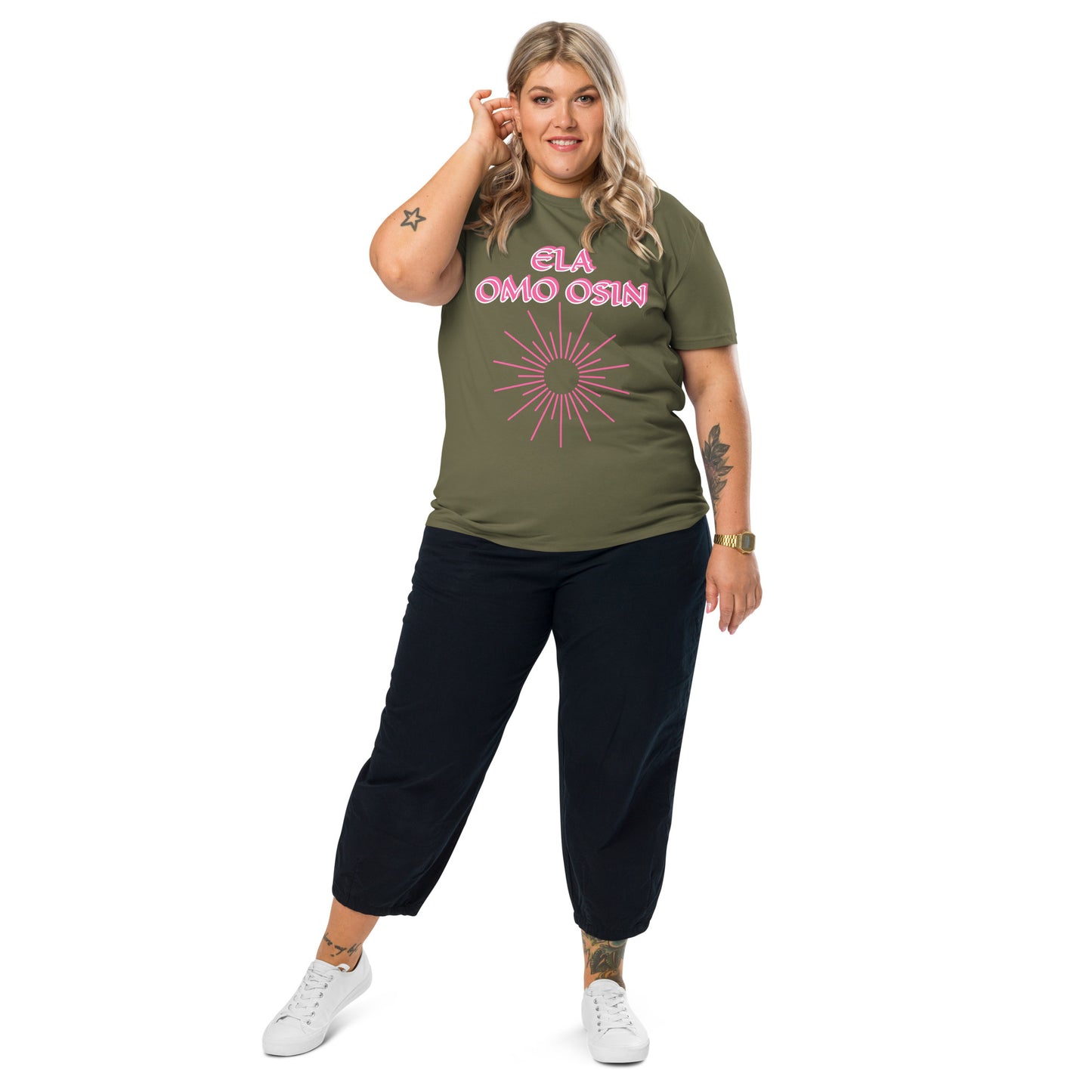 ELA Omo Osin Meji pink Unisex organic cotton t-shirt