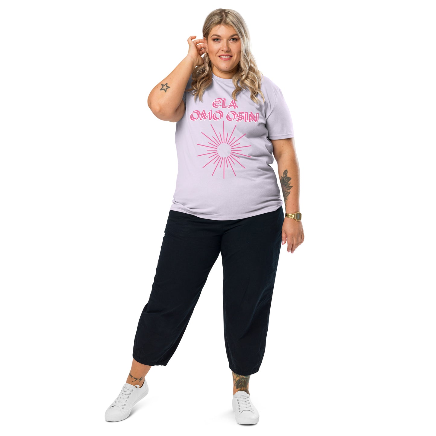 ELA Omo Osin Meji pink Unisex organic cotton t-shirt